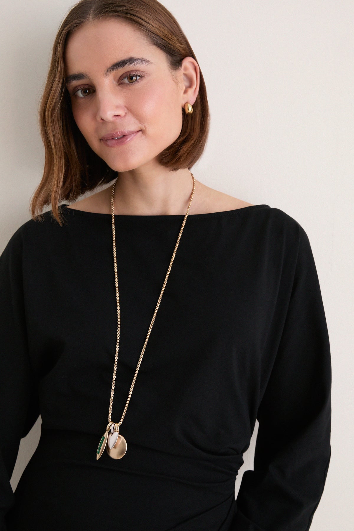 Gold Long Token Pendant