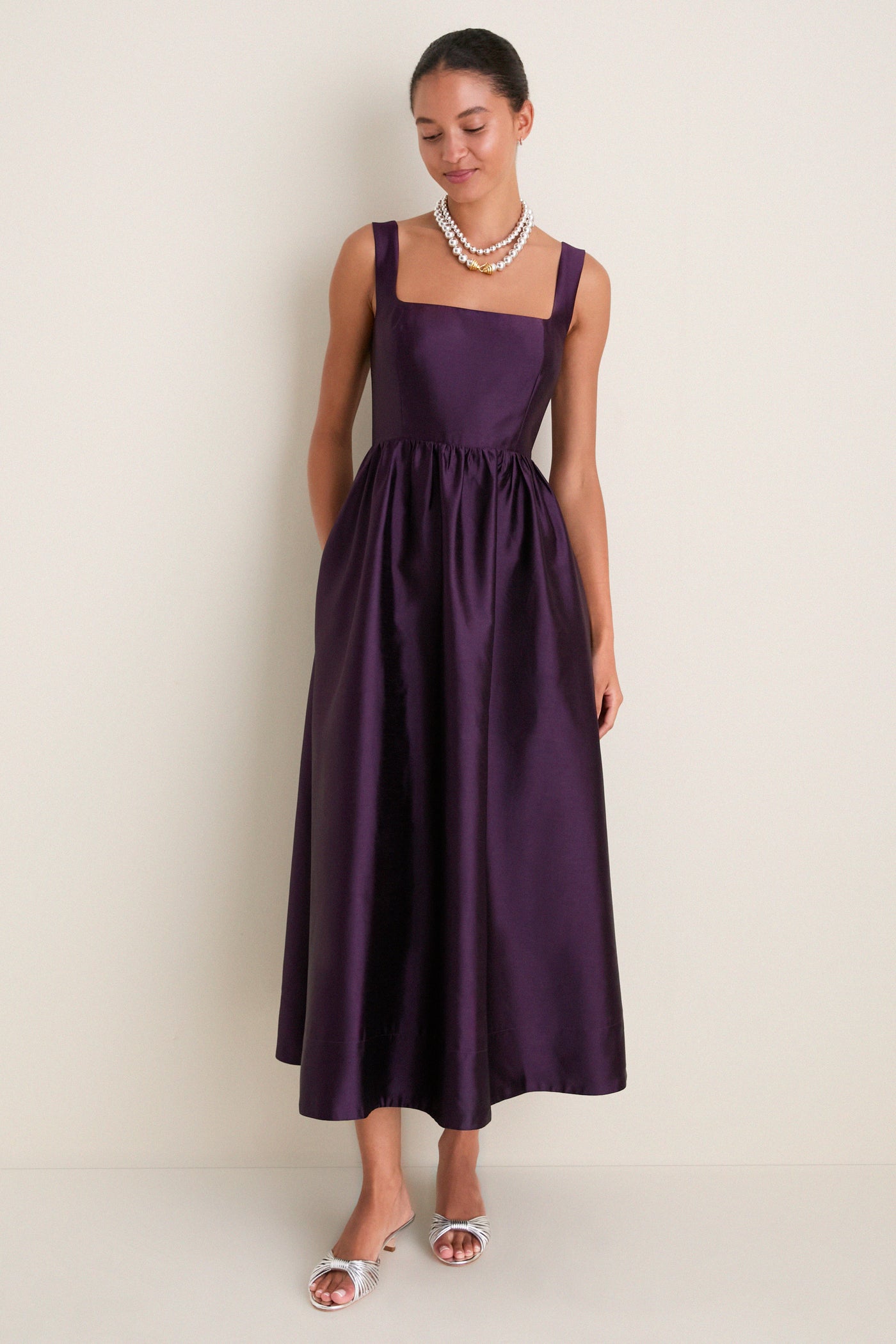 Plum Dupioni Esme Dress