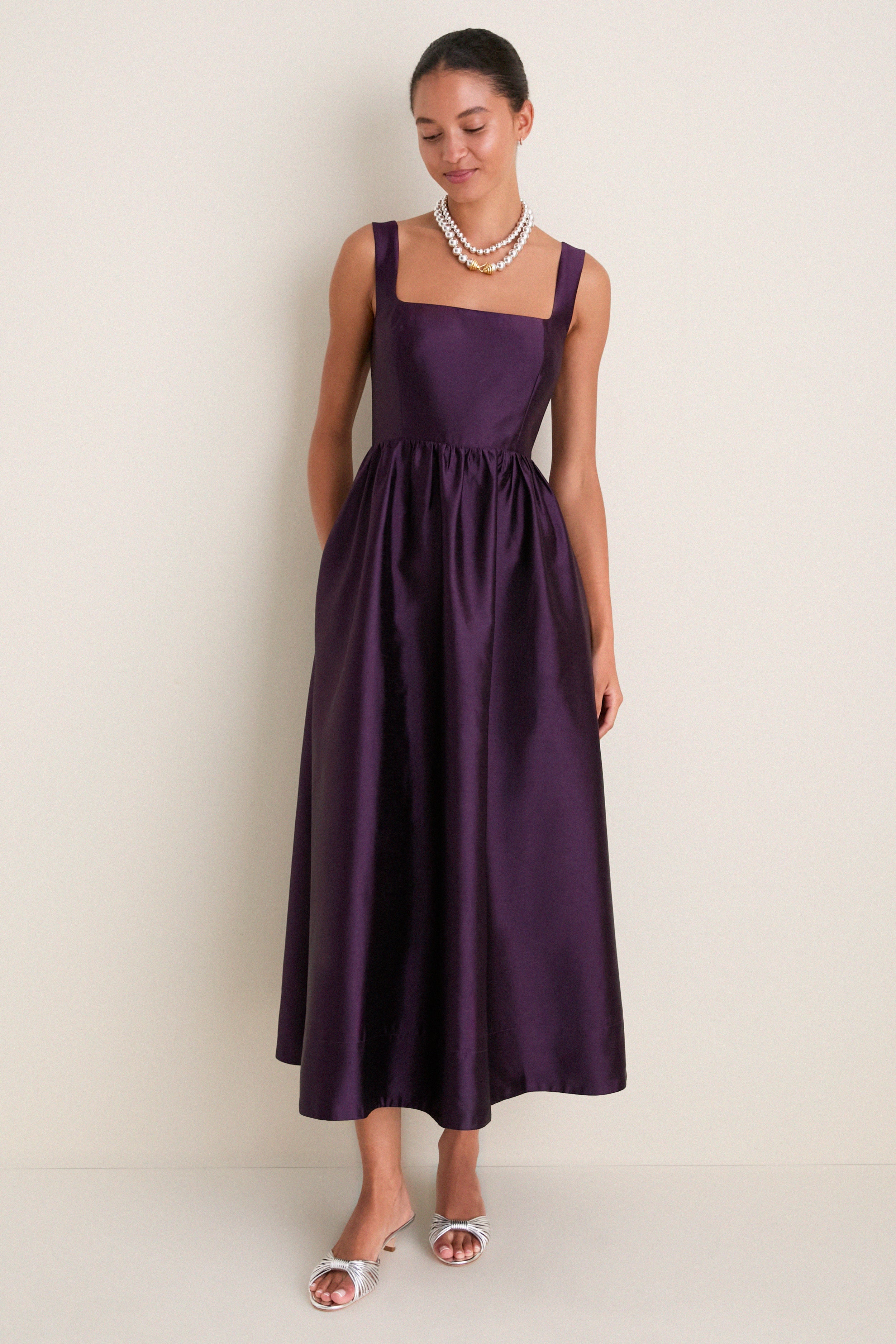 Plum Dupioni Esme Dress