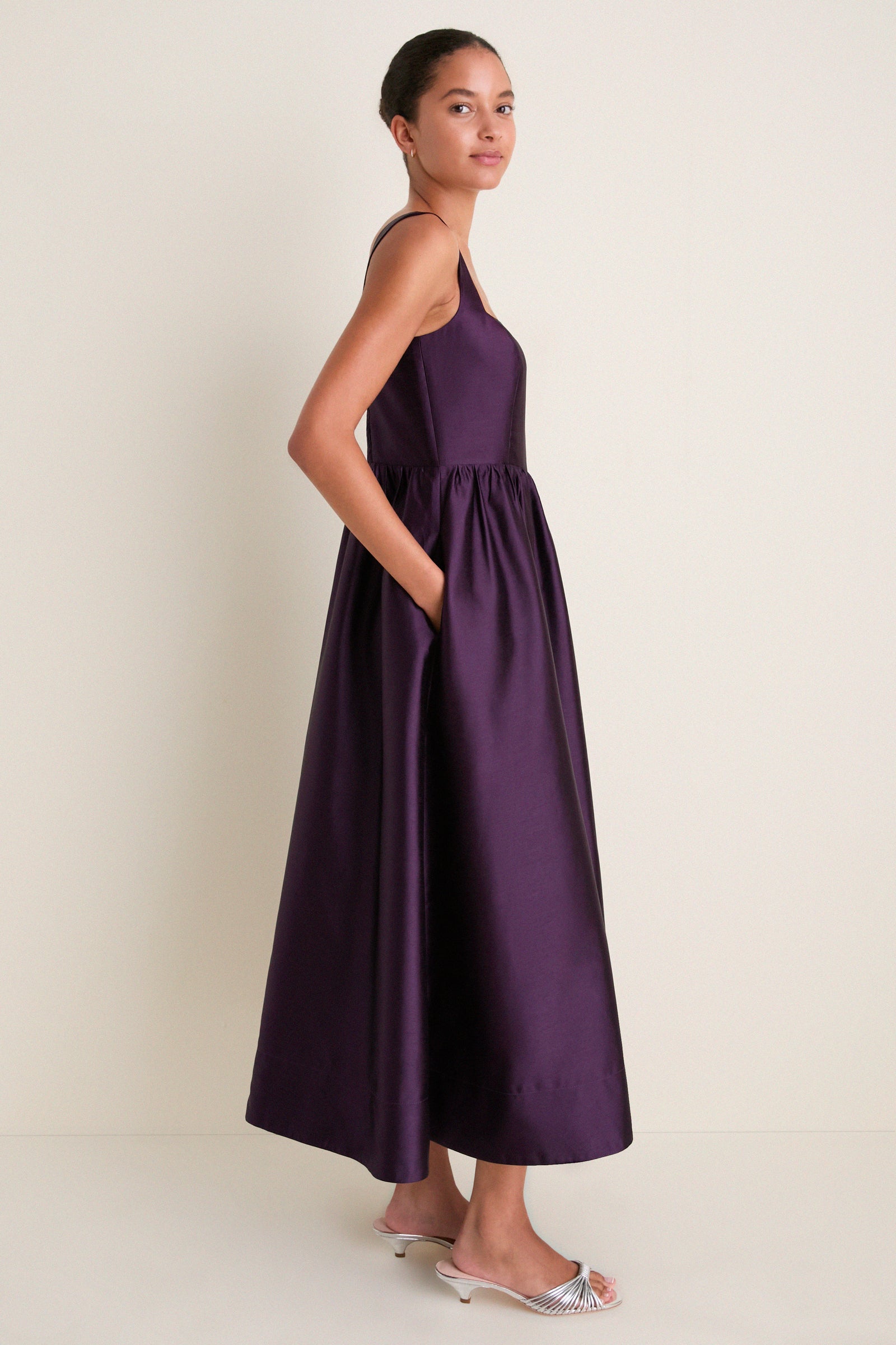 Plum Dupioni Esme Dress