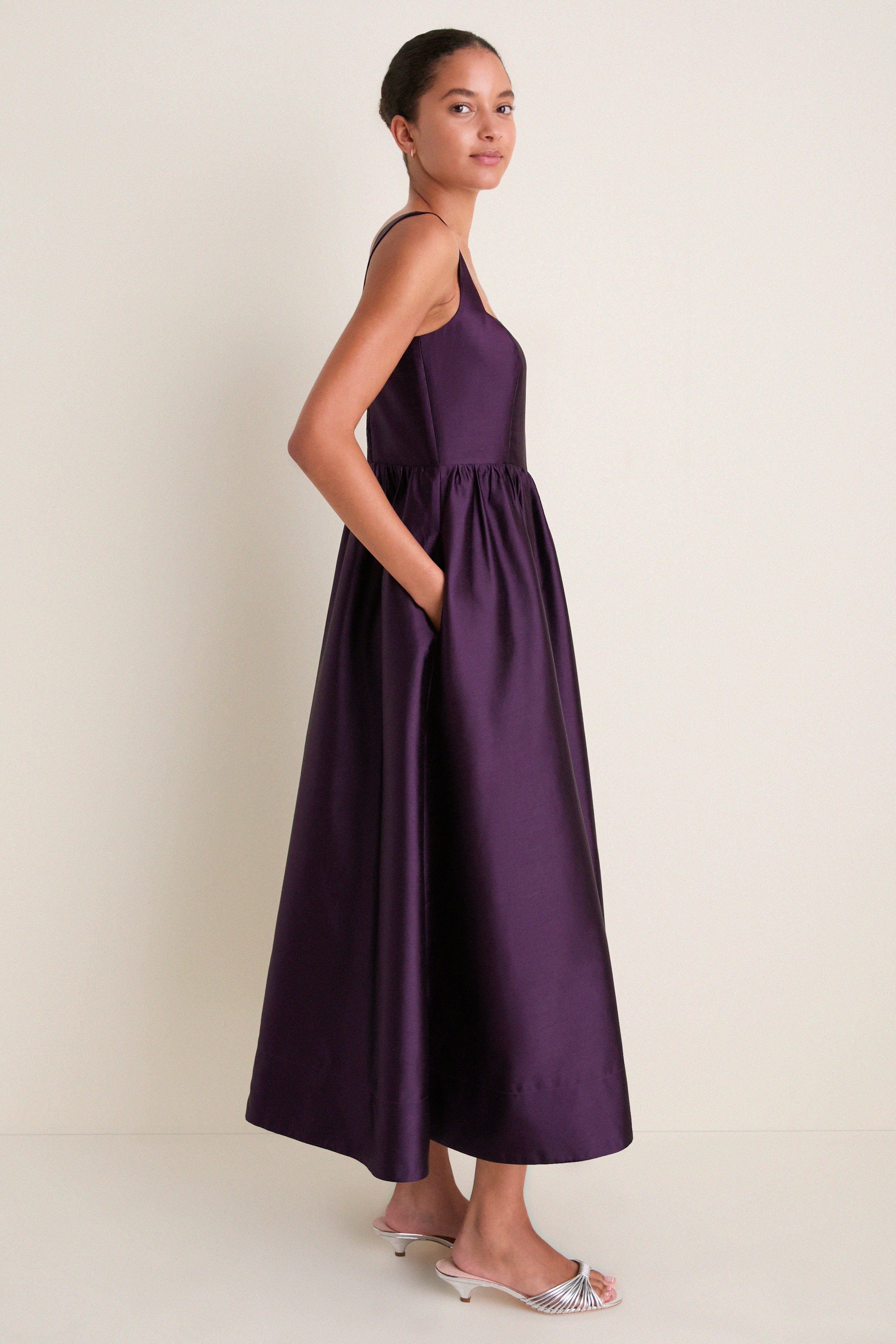 Plum Dupioni Esme Dress