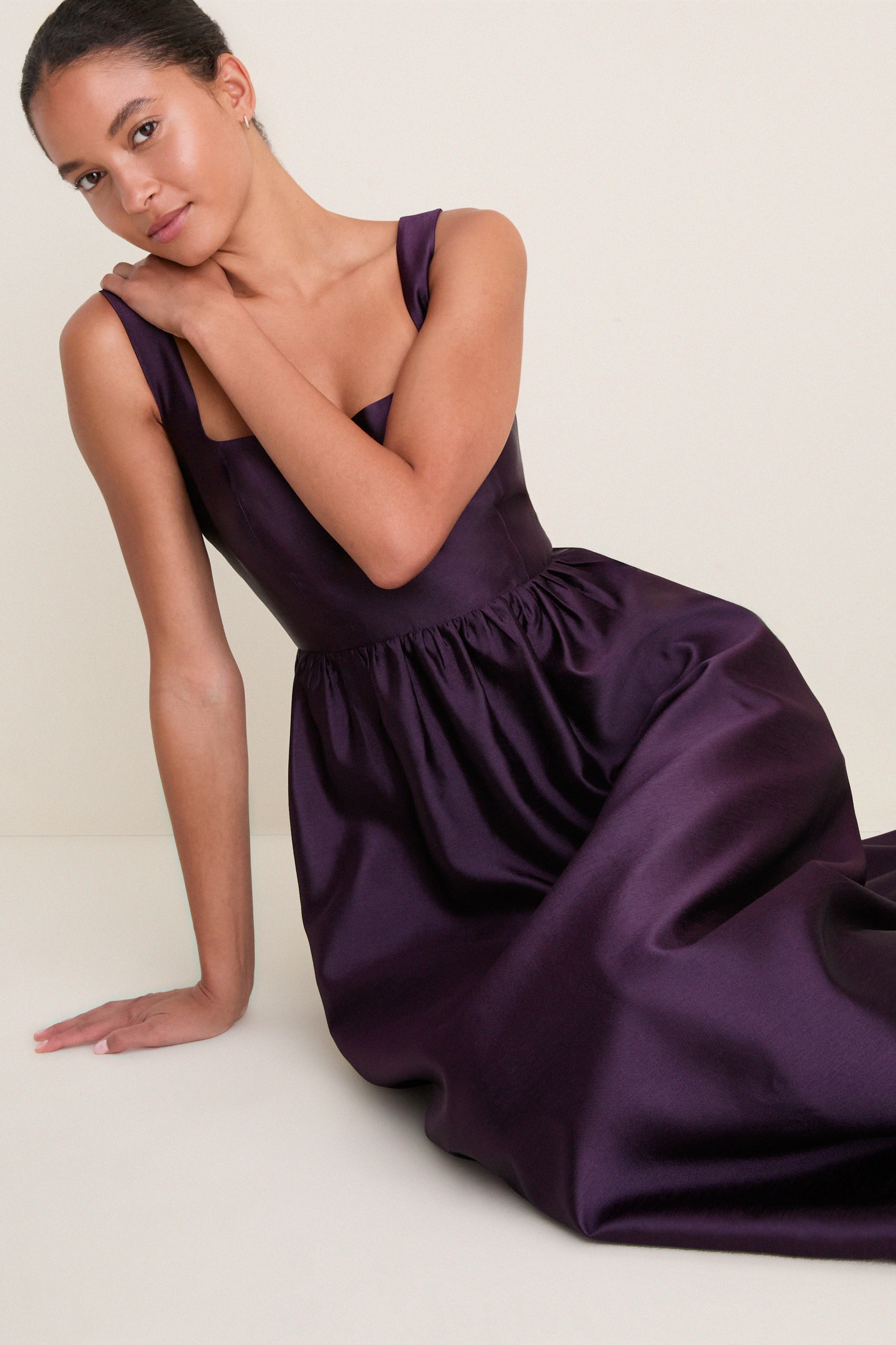 Plum Dupioni Esme Dress