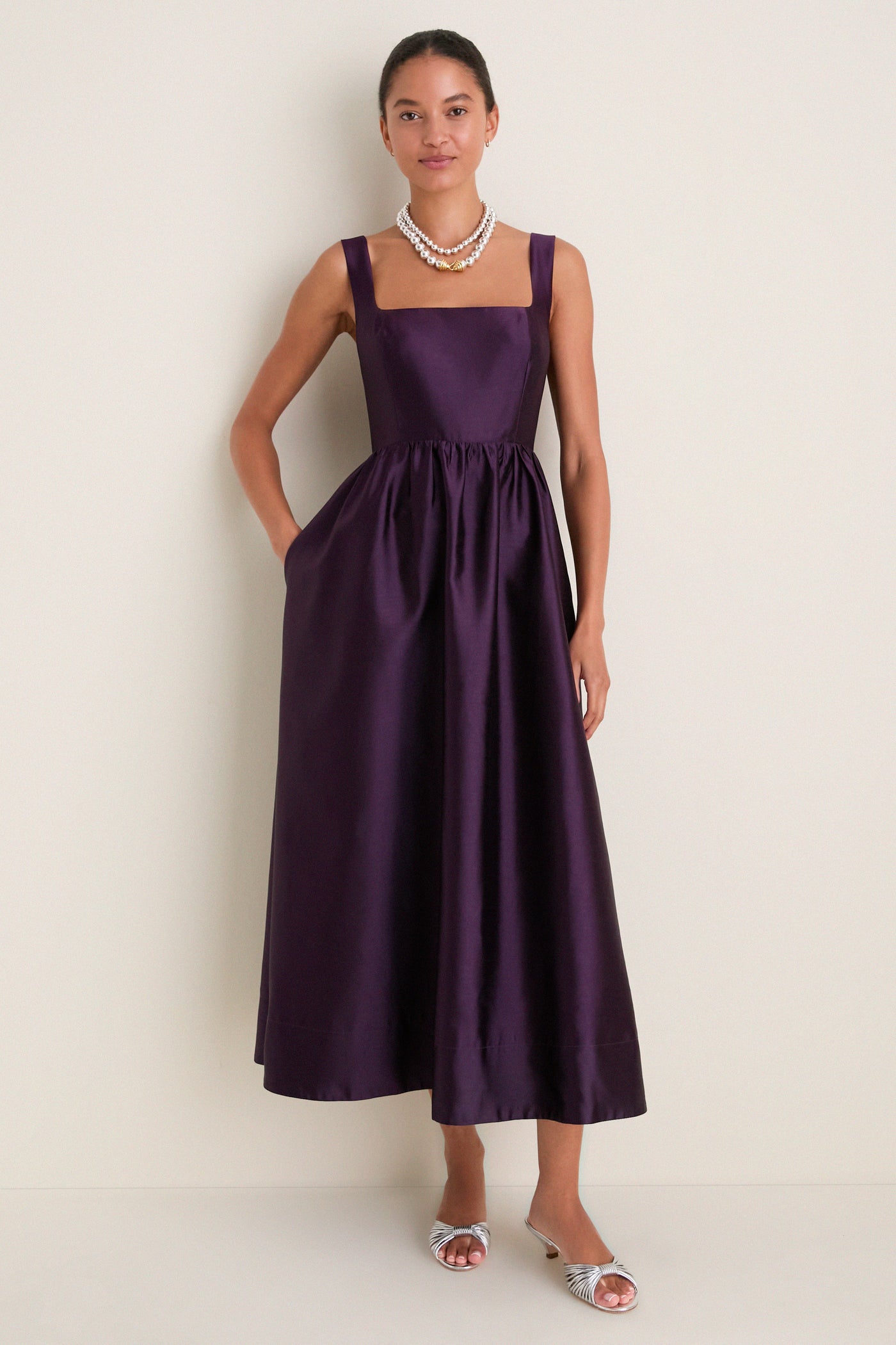 Plum Dupioni Esme Dress