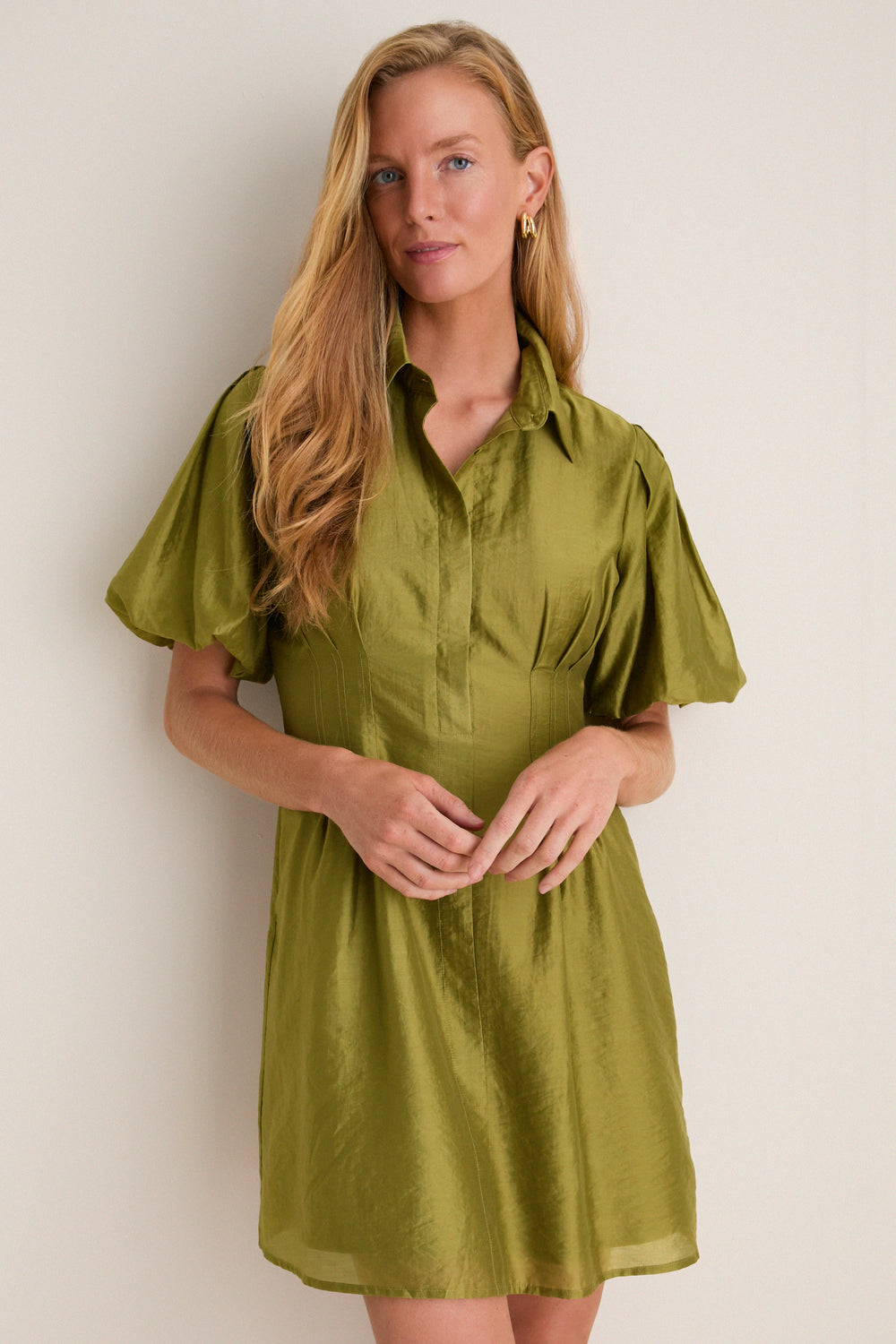 Moss Organza Mini Delaney Dress