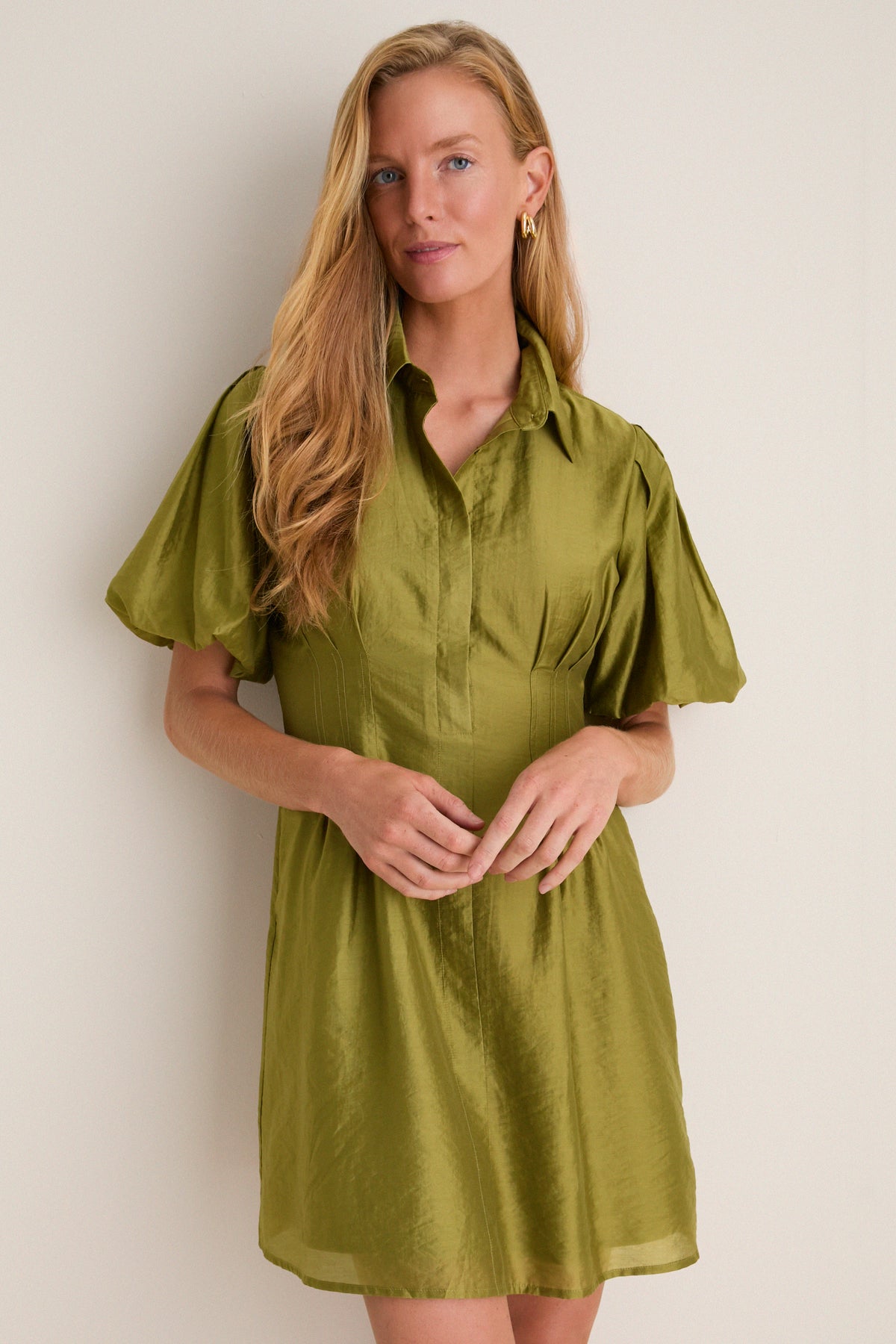 Moss Organza Mini Delaney Dress