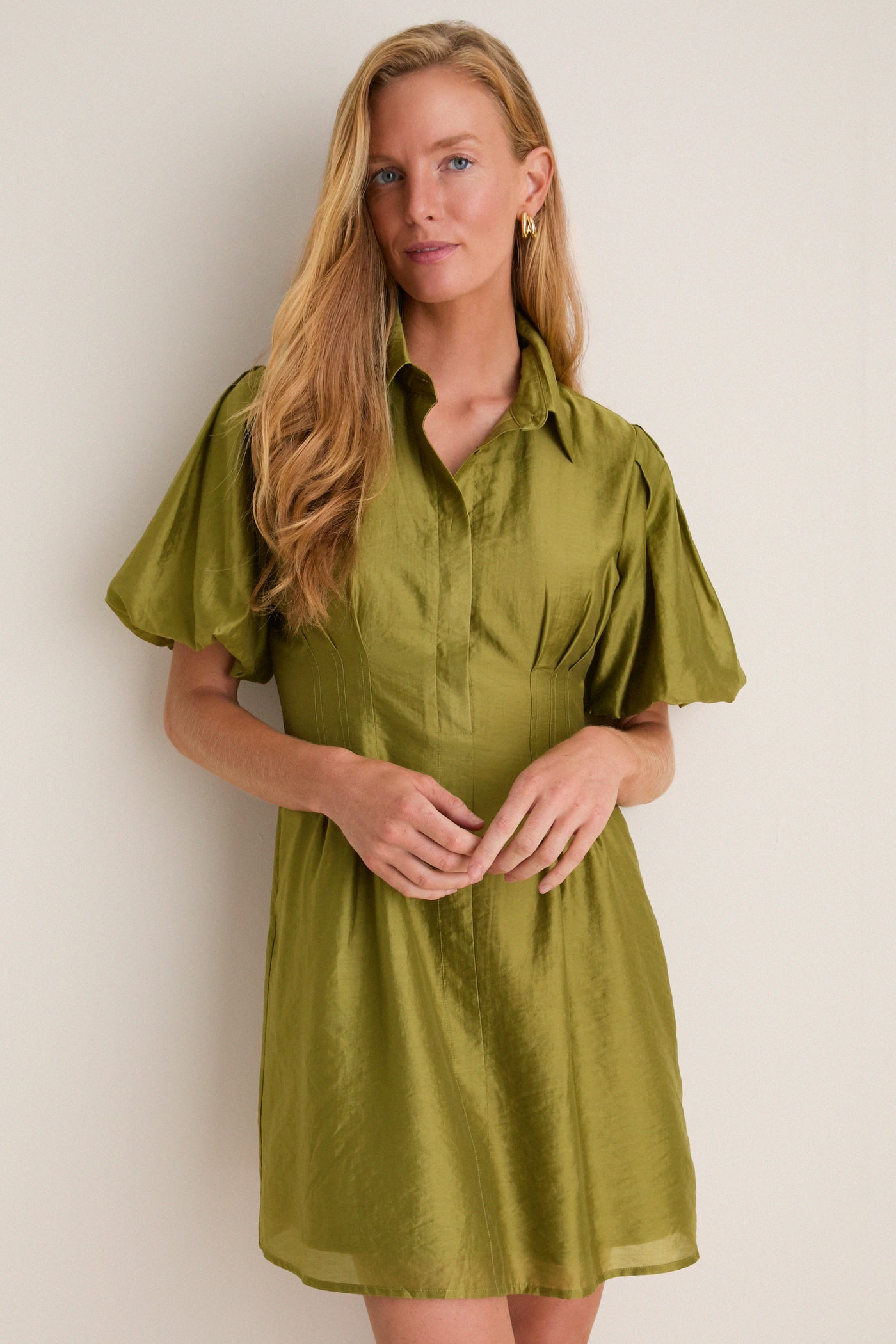 Moss Organza Mini Delaney Dress