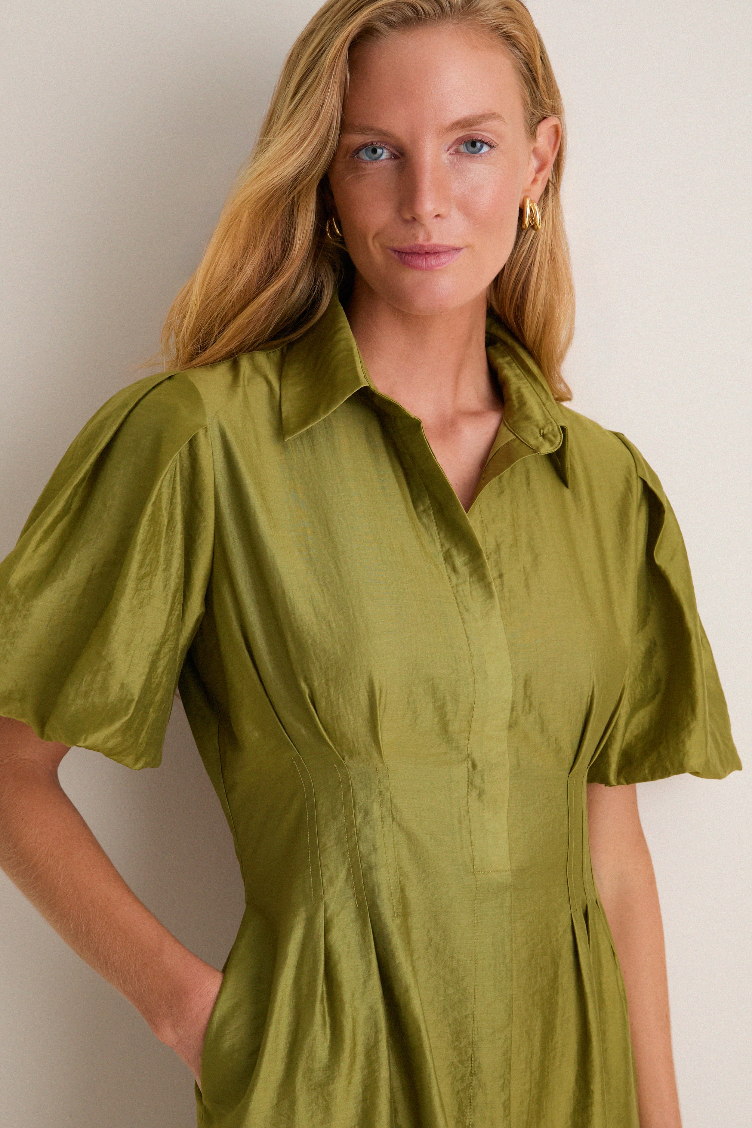 Moss Organza Mini Delaney Dress