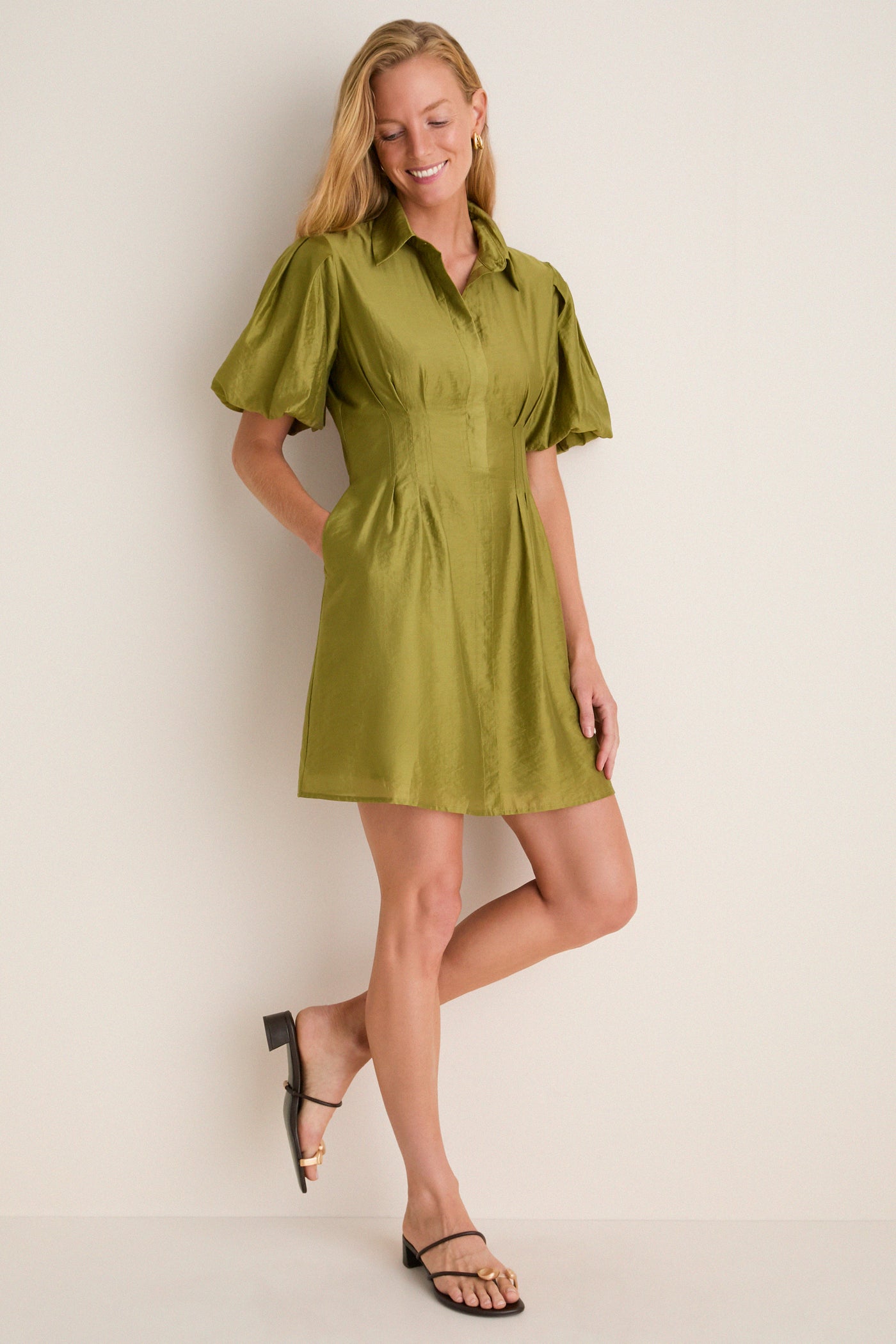 Moss Organza Mini Delaney Dress