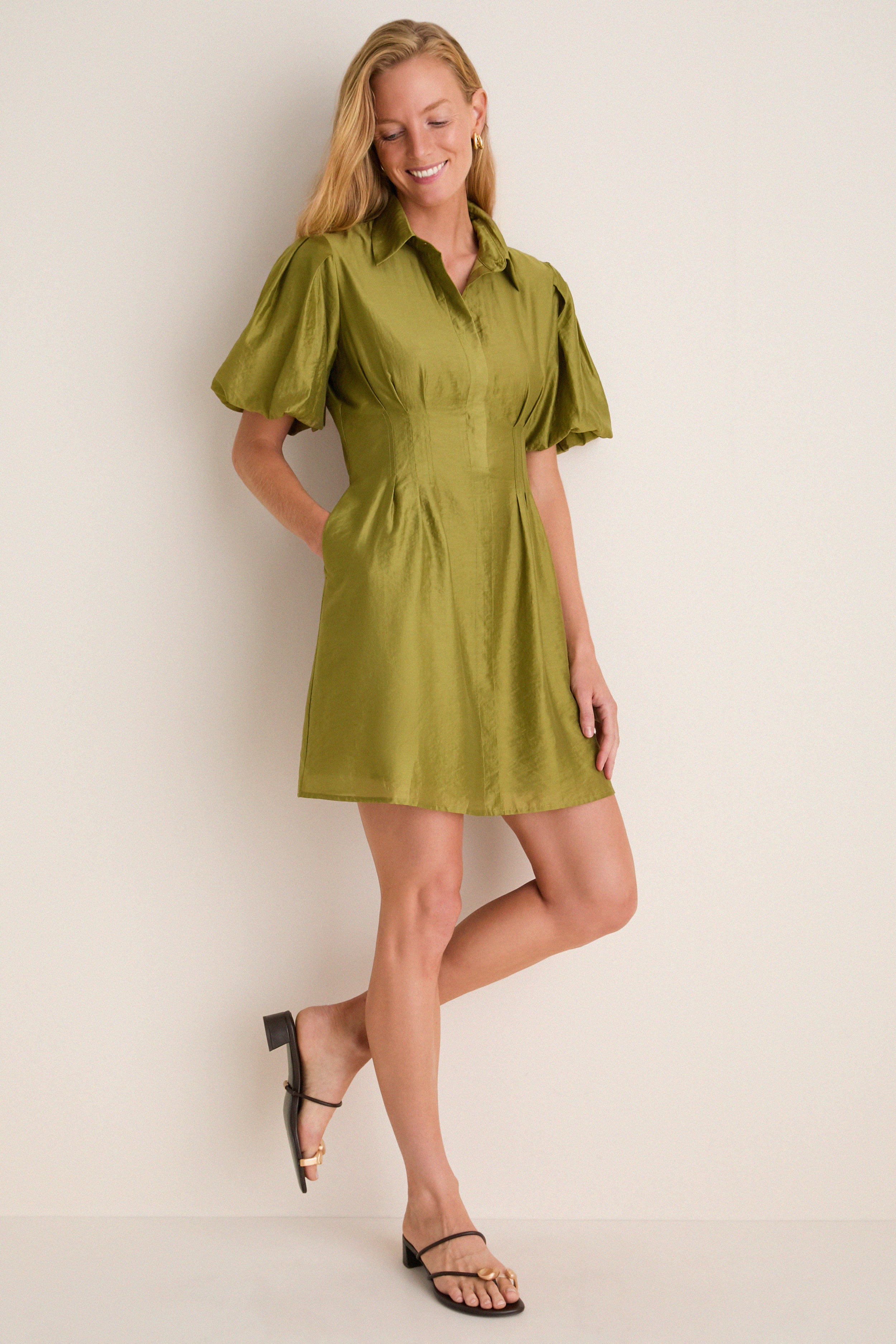 Moss Organza Mini Delaney Dress