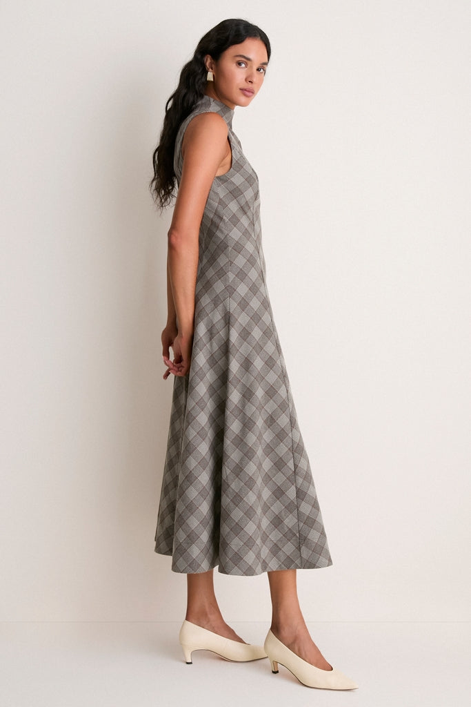 Glen Plaid Mock Neck Lockwood Dress