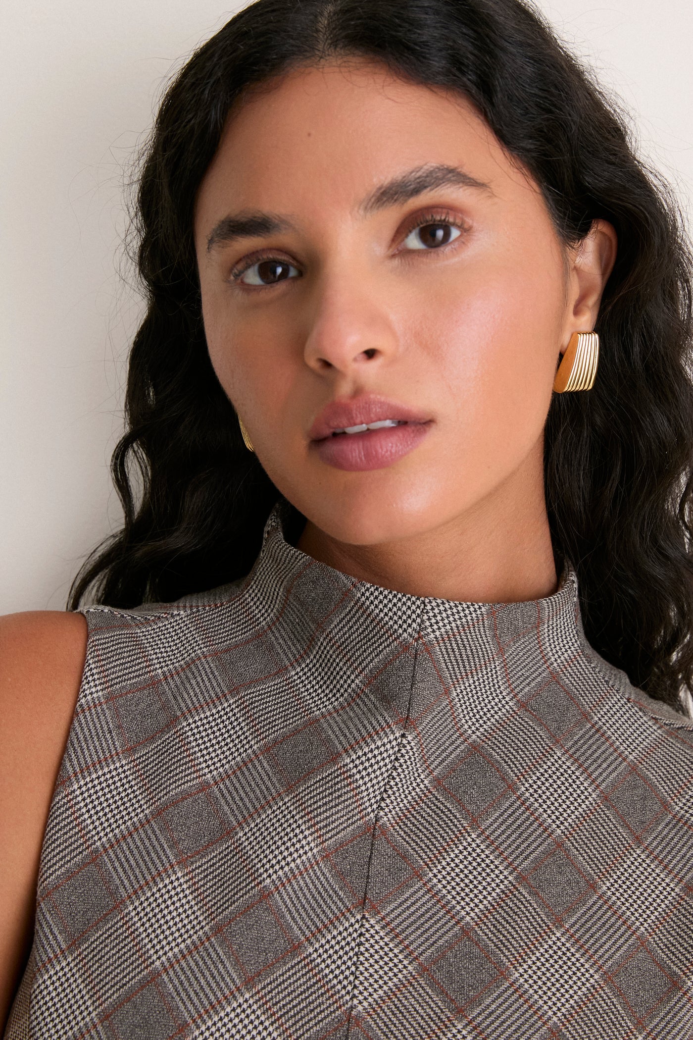 Glen Plaid Mock Neck Lockwood Dress