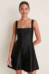 Black Dupioni Edith Mini Dress