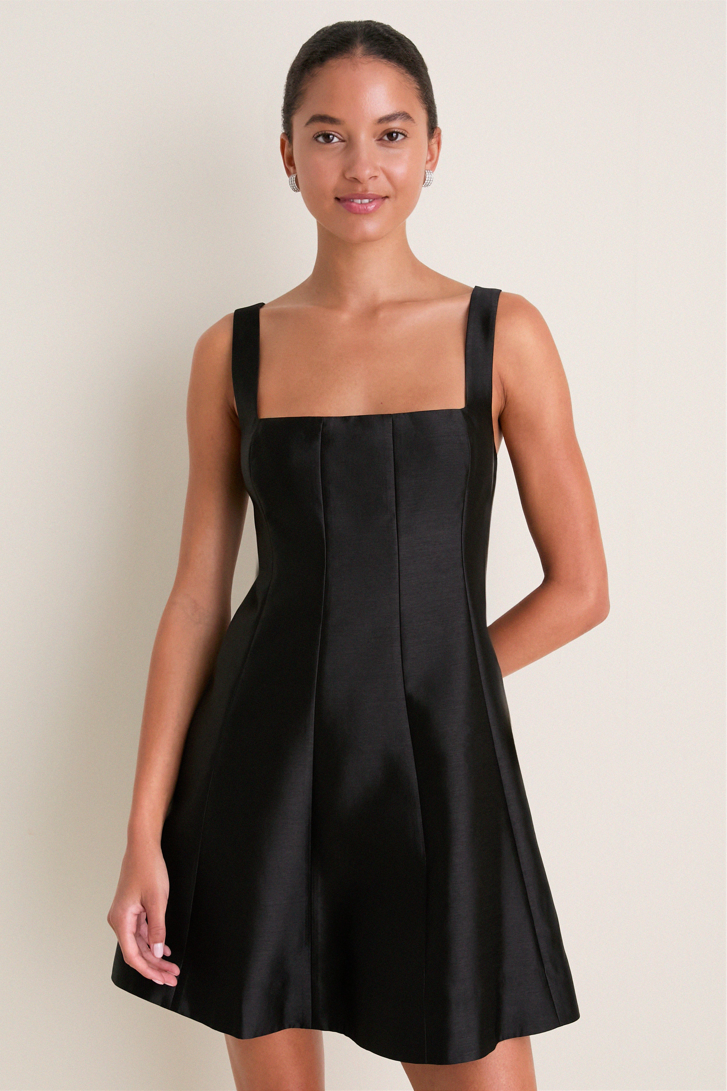 Black Dupioni Edith Mini Dress