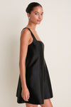 Black Dupioni Edith Mini Dress