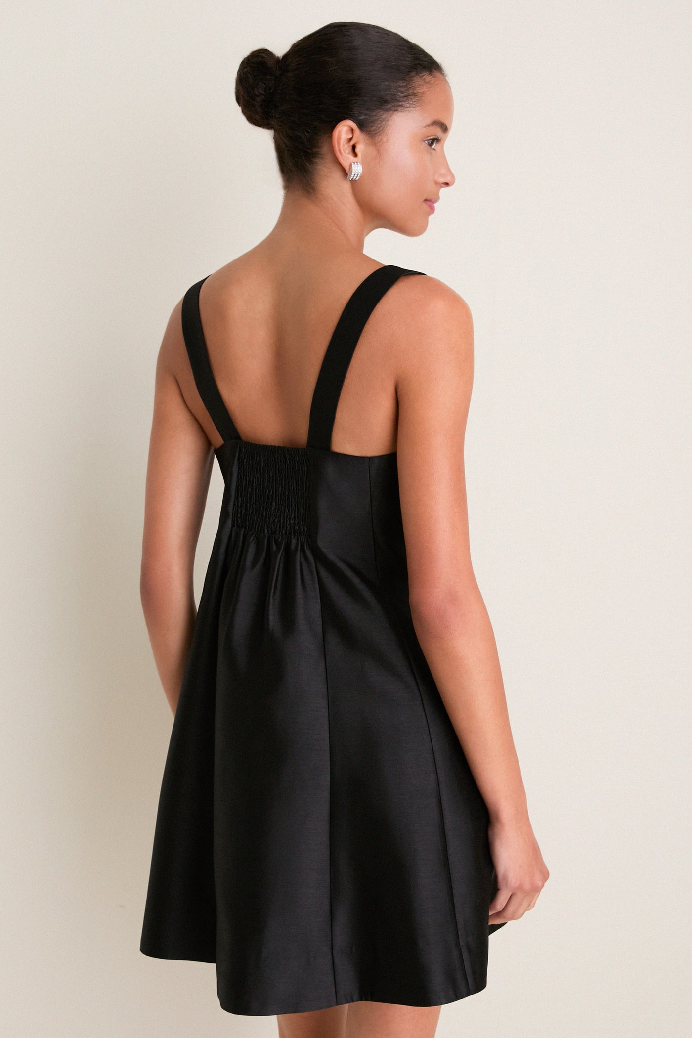 Black Dupioni Edith Mini Dress