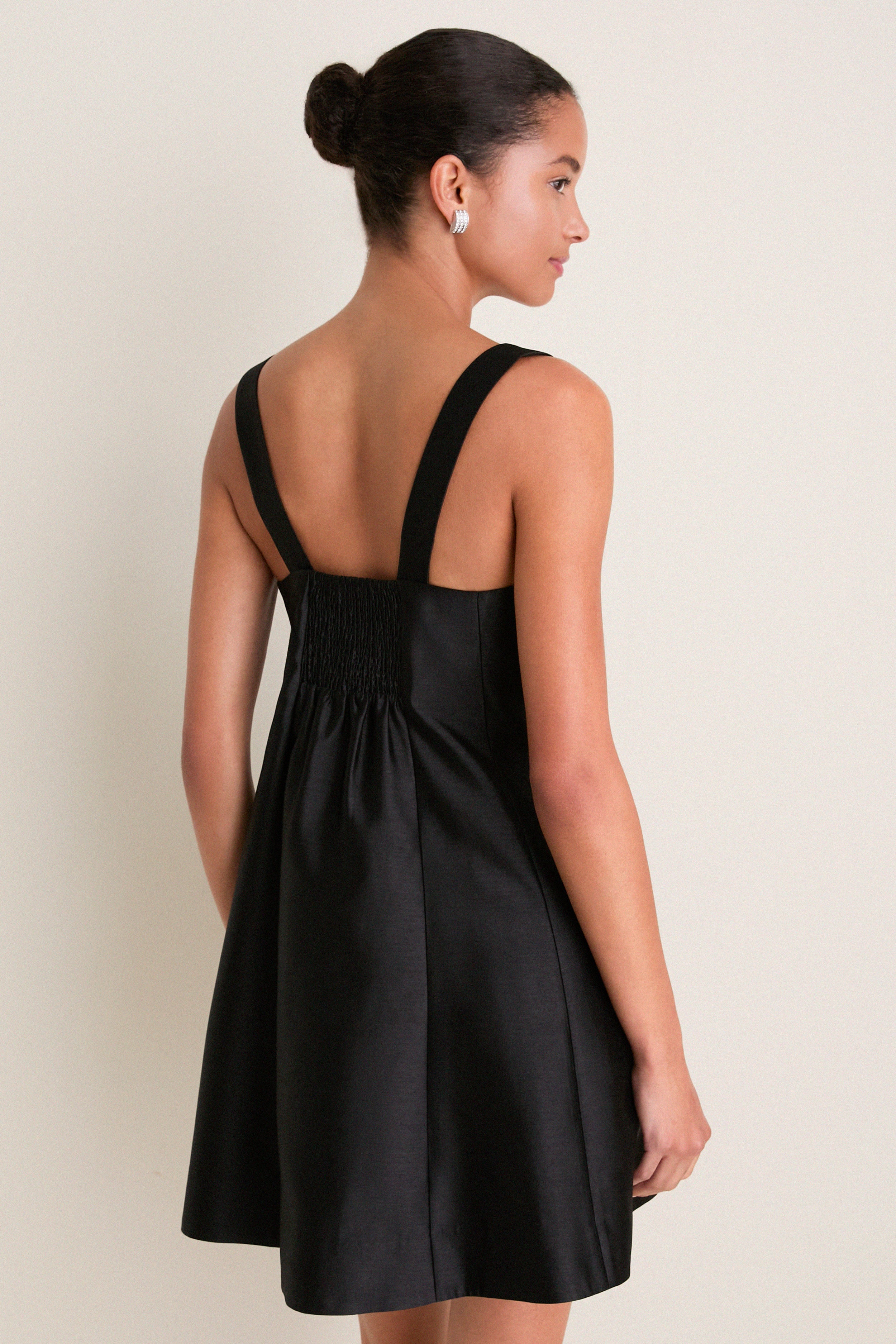 Black Dupioni Edith Mini Dress
