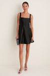 Black Dupioni Edith Mini Dress