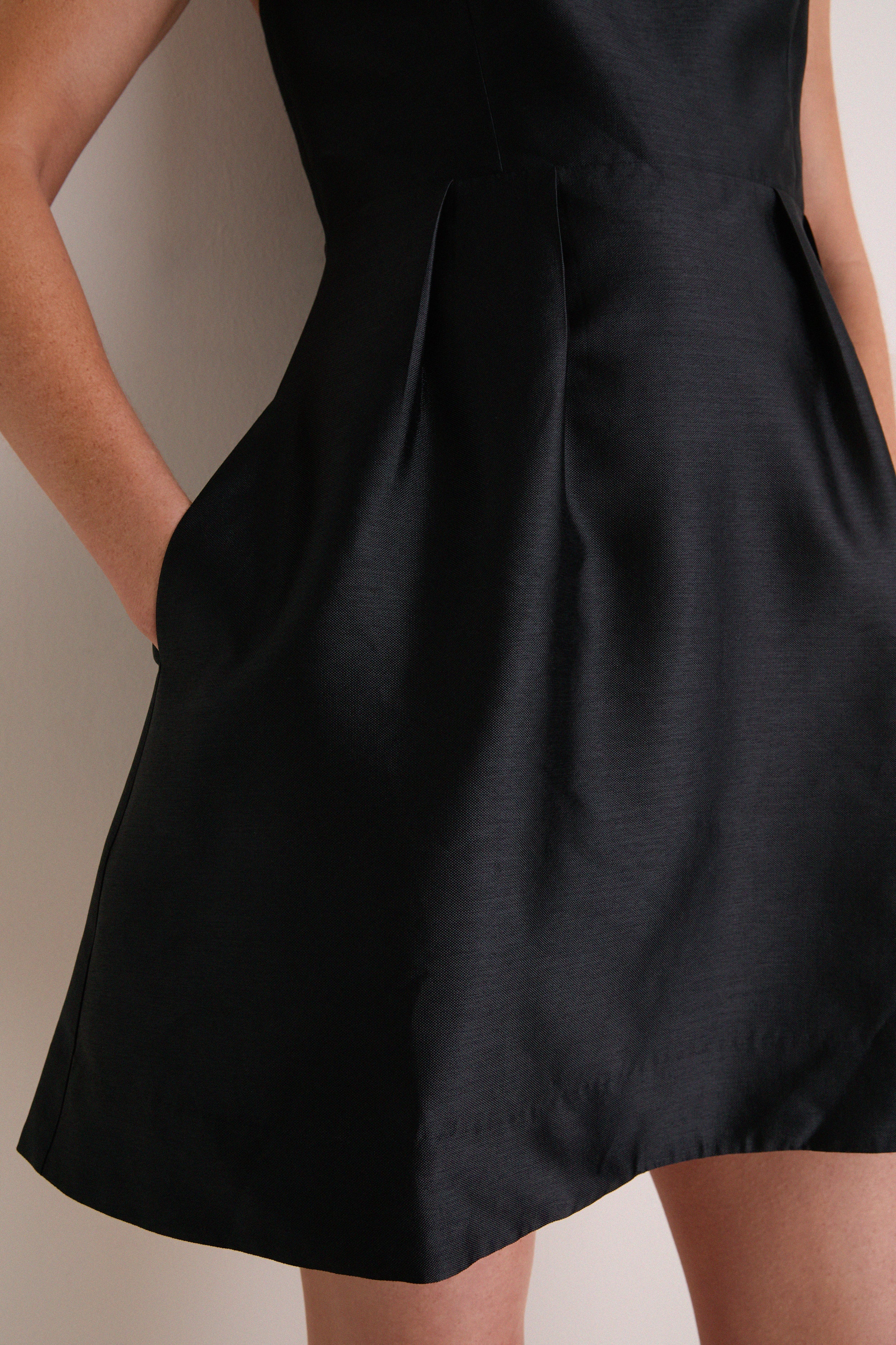 Black Dupioni Esme Mini Dress