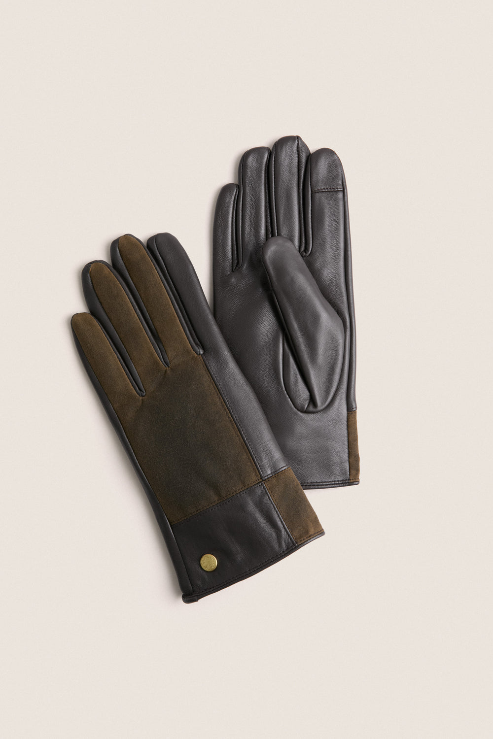 Brown and Olive Rudson Patchwork Leather Gloves