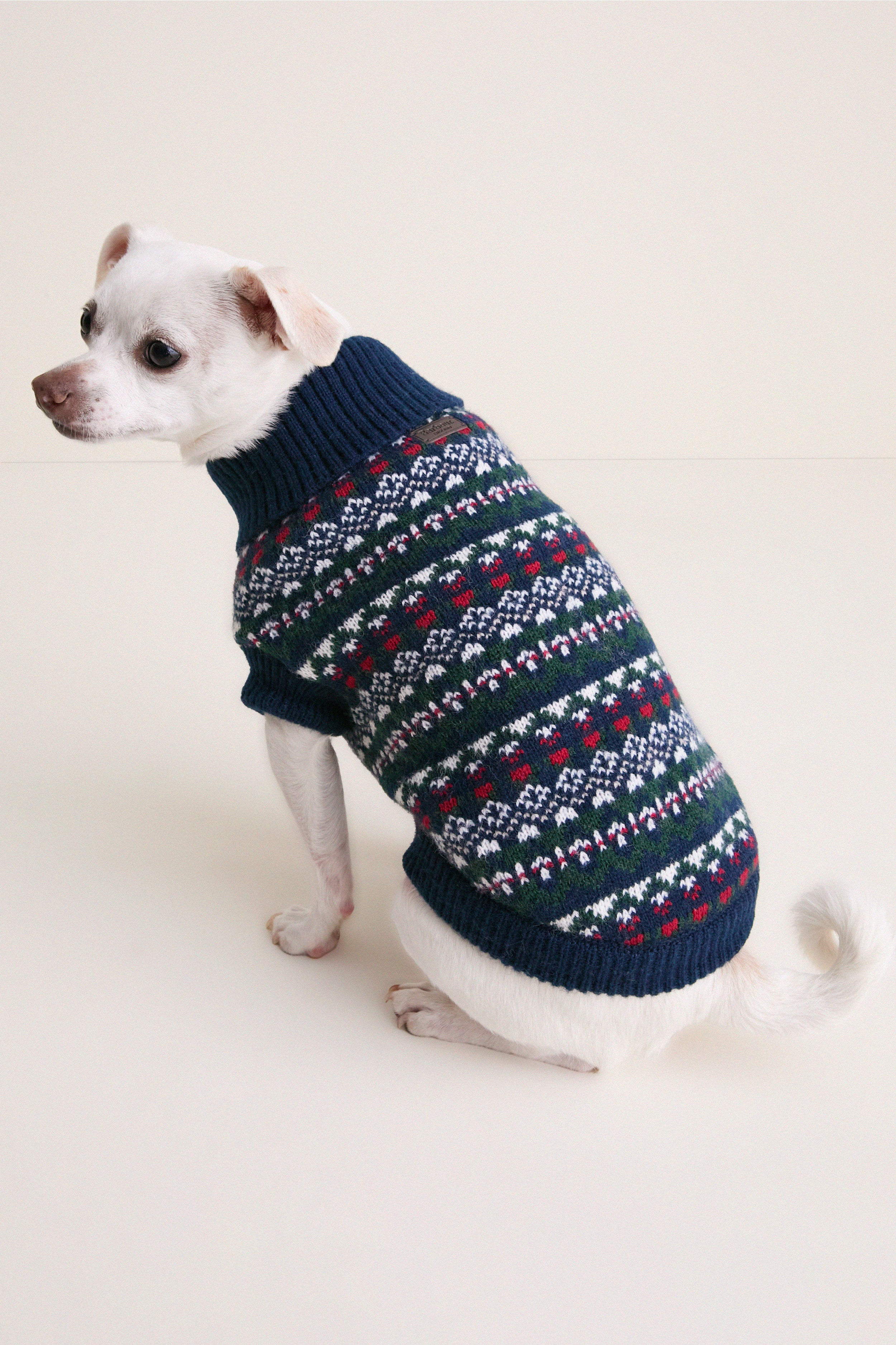Navy Festive Marlow Fairisle Dog Jumper