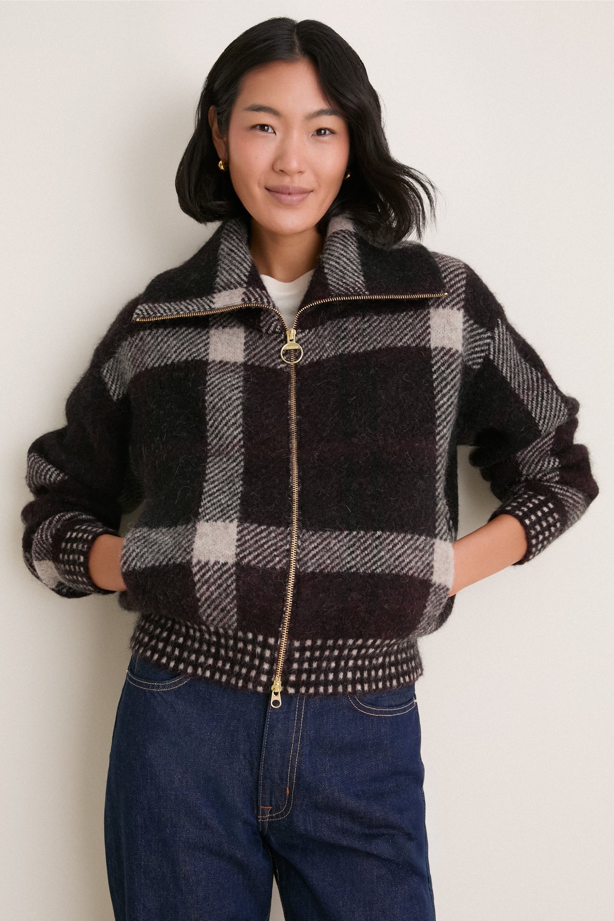 Multi Carville Knitted Zip Through Jacket