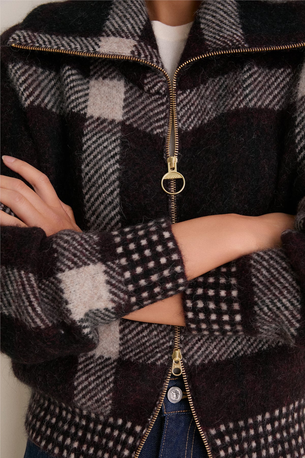 Multi Carville Knitted Zip Through Jacket