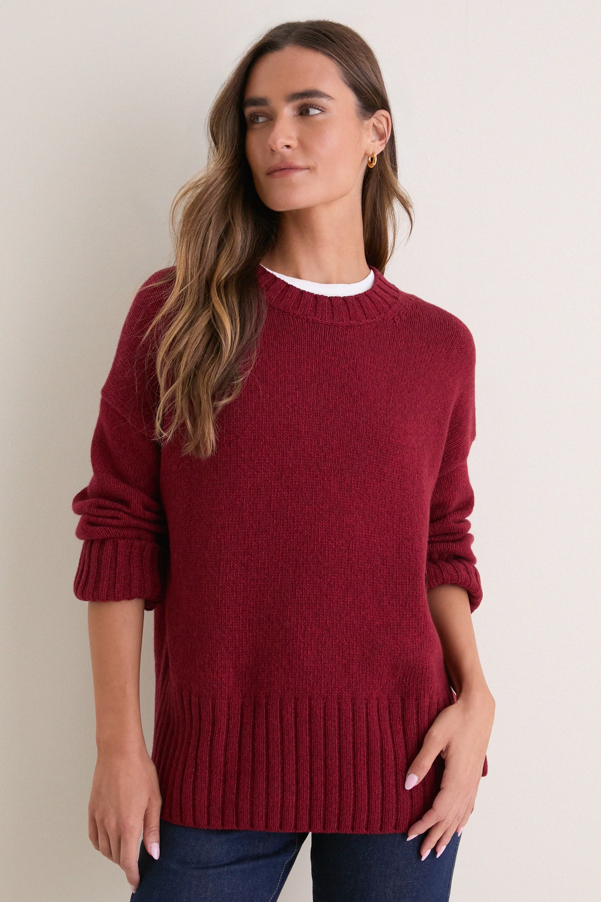 Cranberry Red Gaia Knitted Jumper