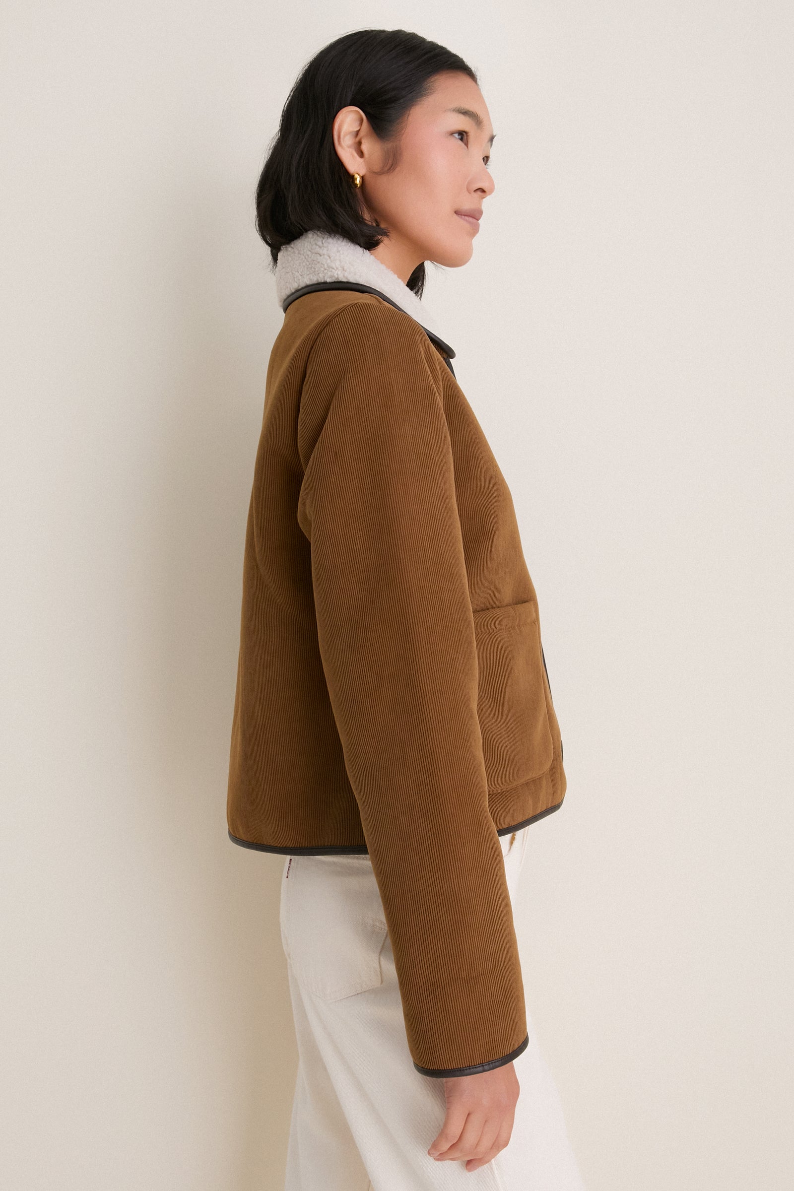 Tan Penny Fleece Casual Jacket