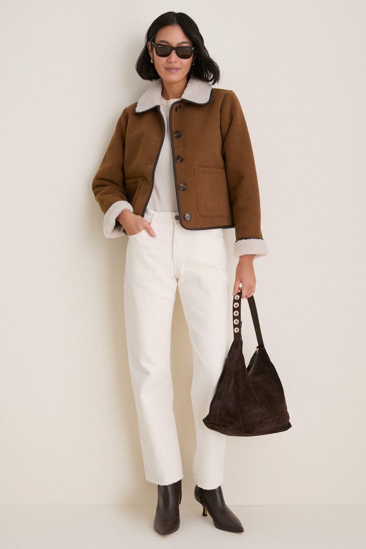 Tan Penny Fleece Casual Jacket