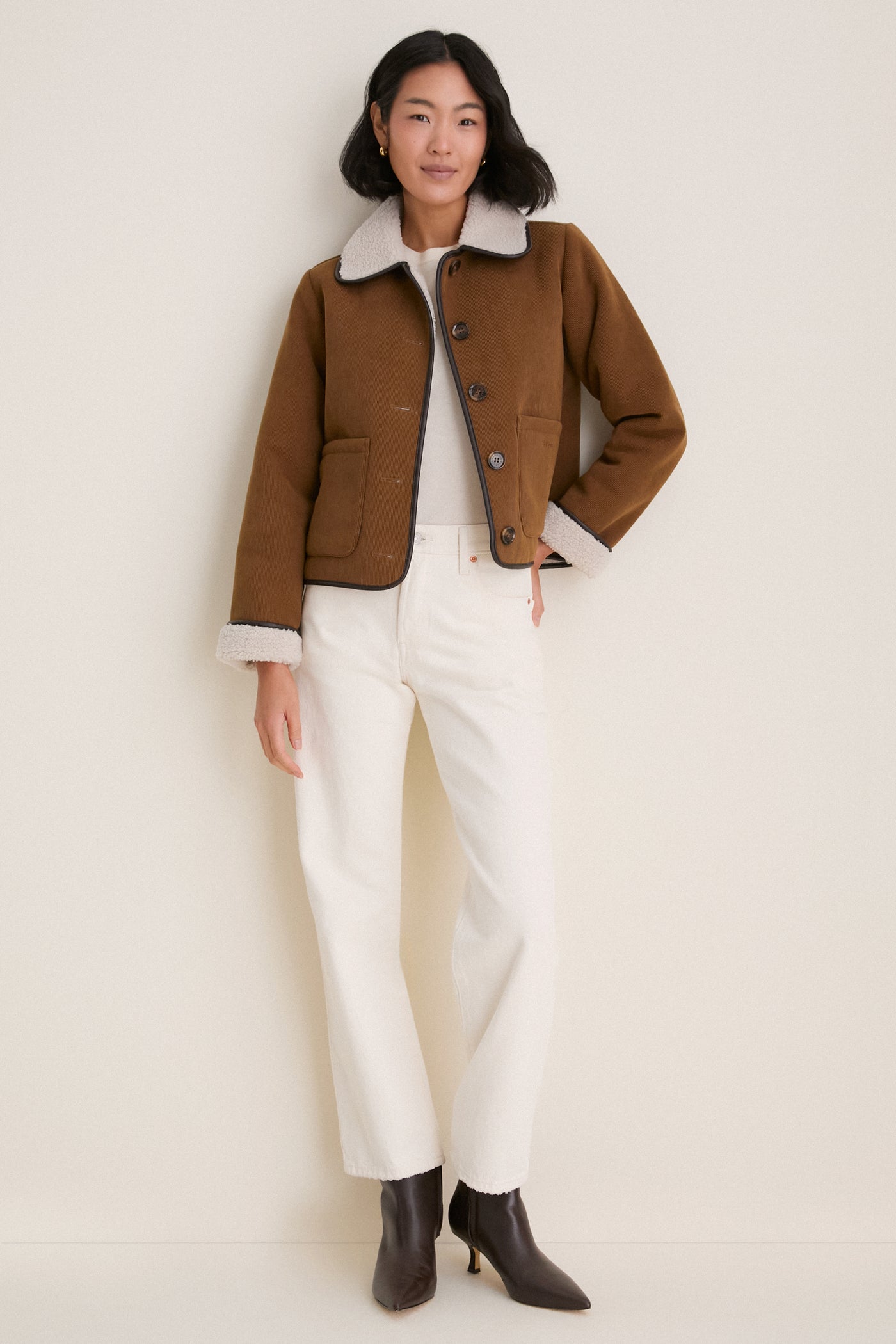 Tan Penny Fleece Casual Jacket