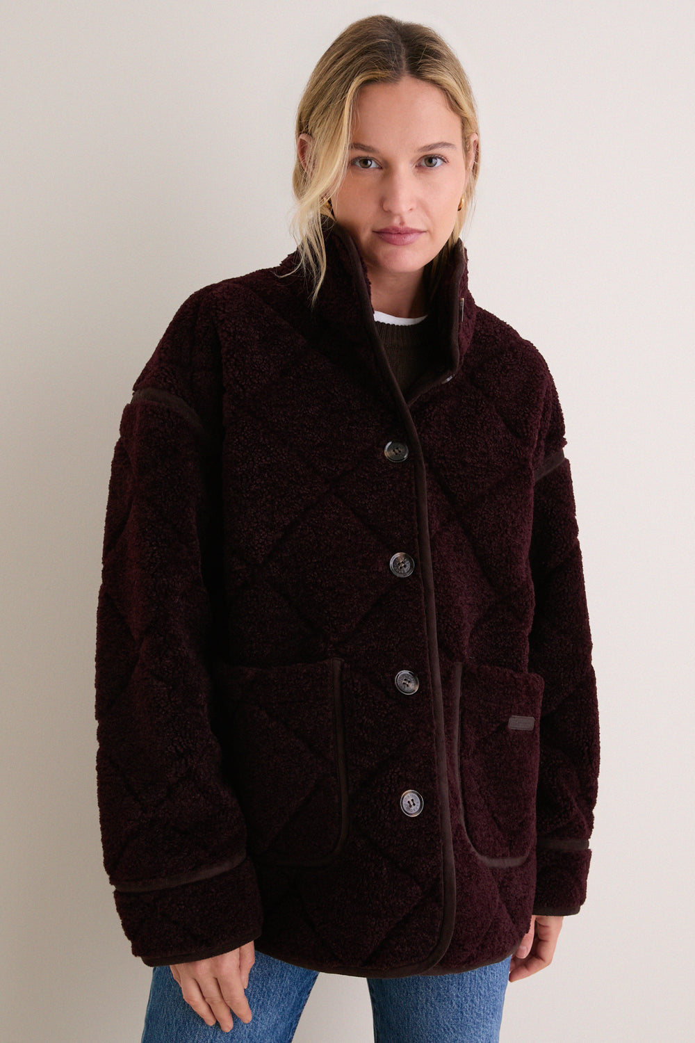 Fig and Ganache Maplewood Fleece Casual Jacket