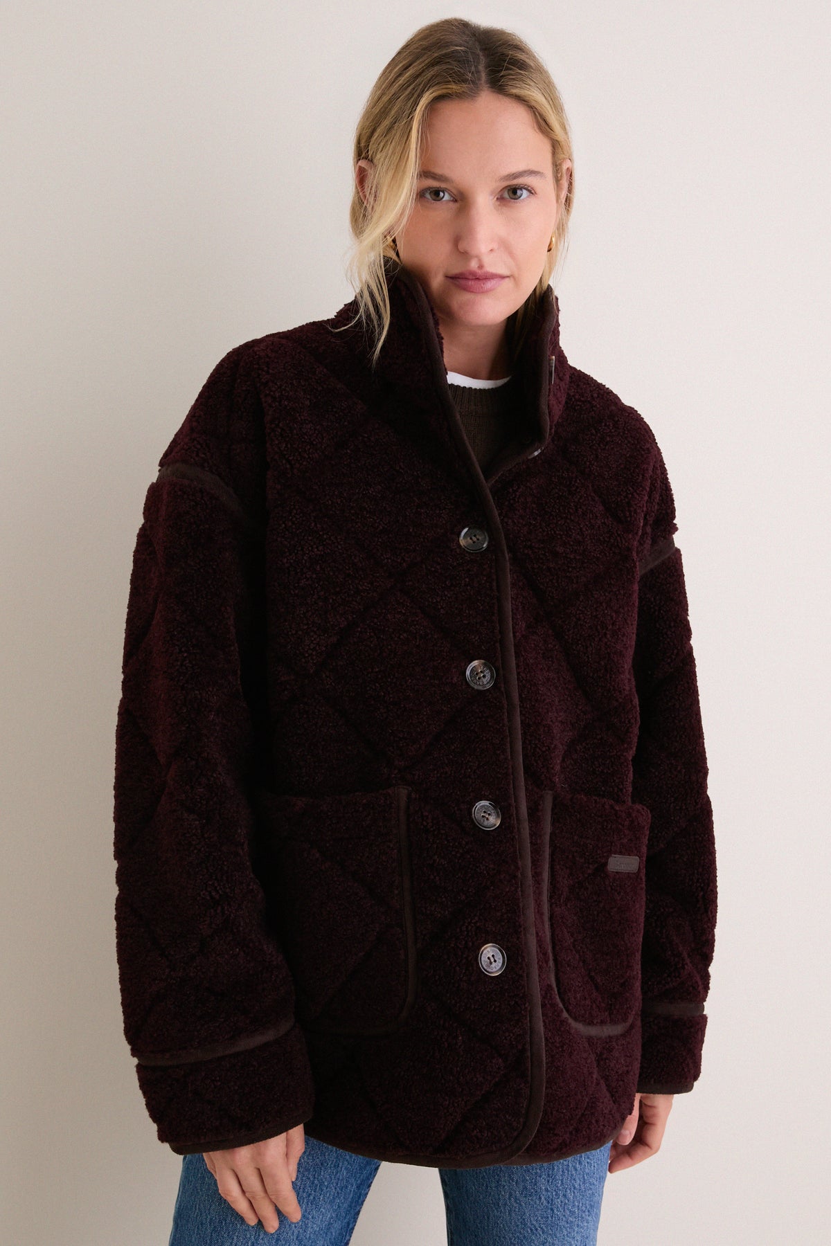 Fig and Ganache Maplewood Fleece Casual Jacket