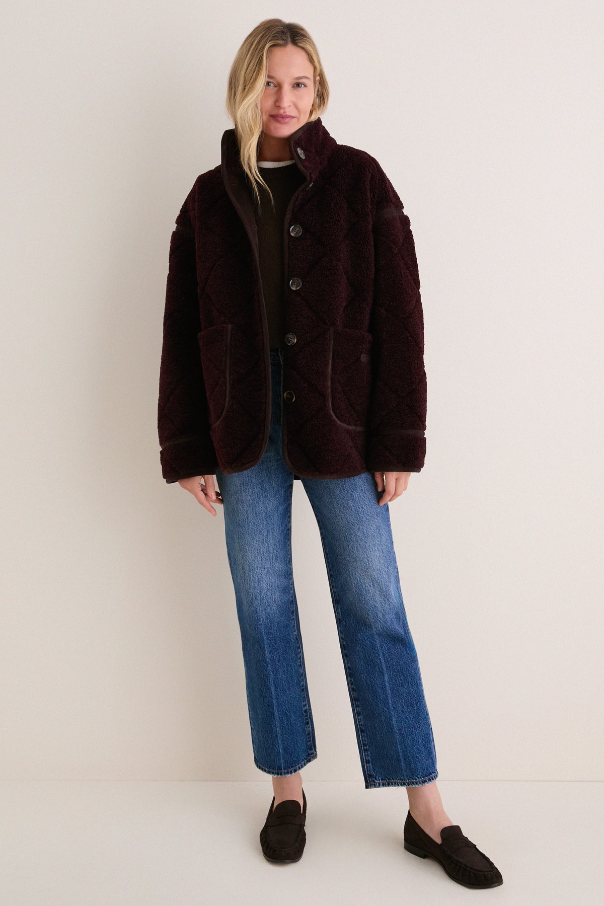 Fig and Ganache Maplewood Fleece Casual Jacket