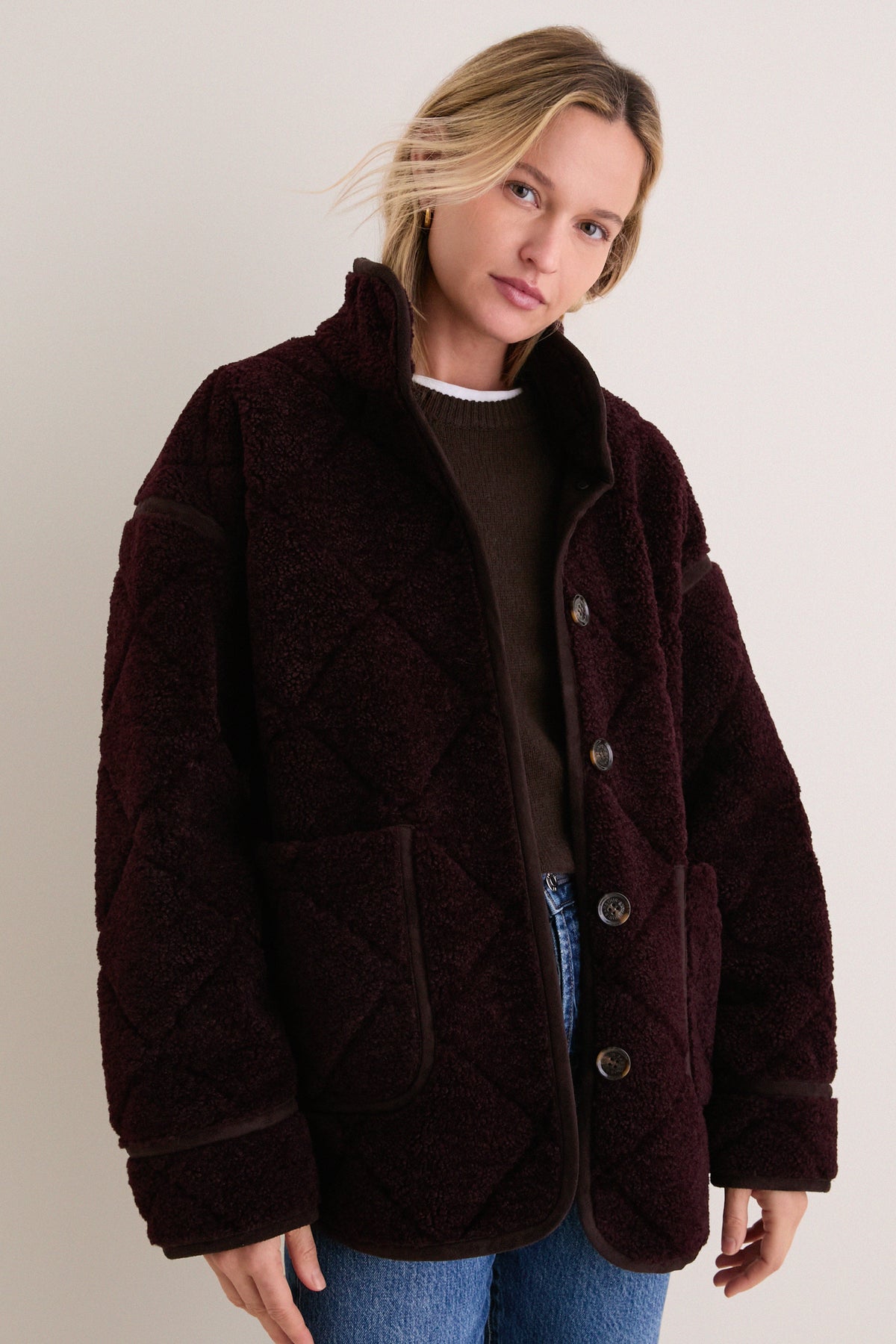 Fig and Ganache Maplewood Fleece Casual Jacket