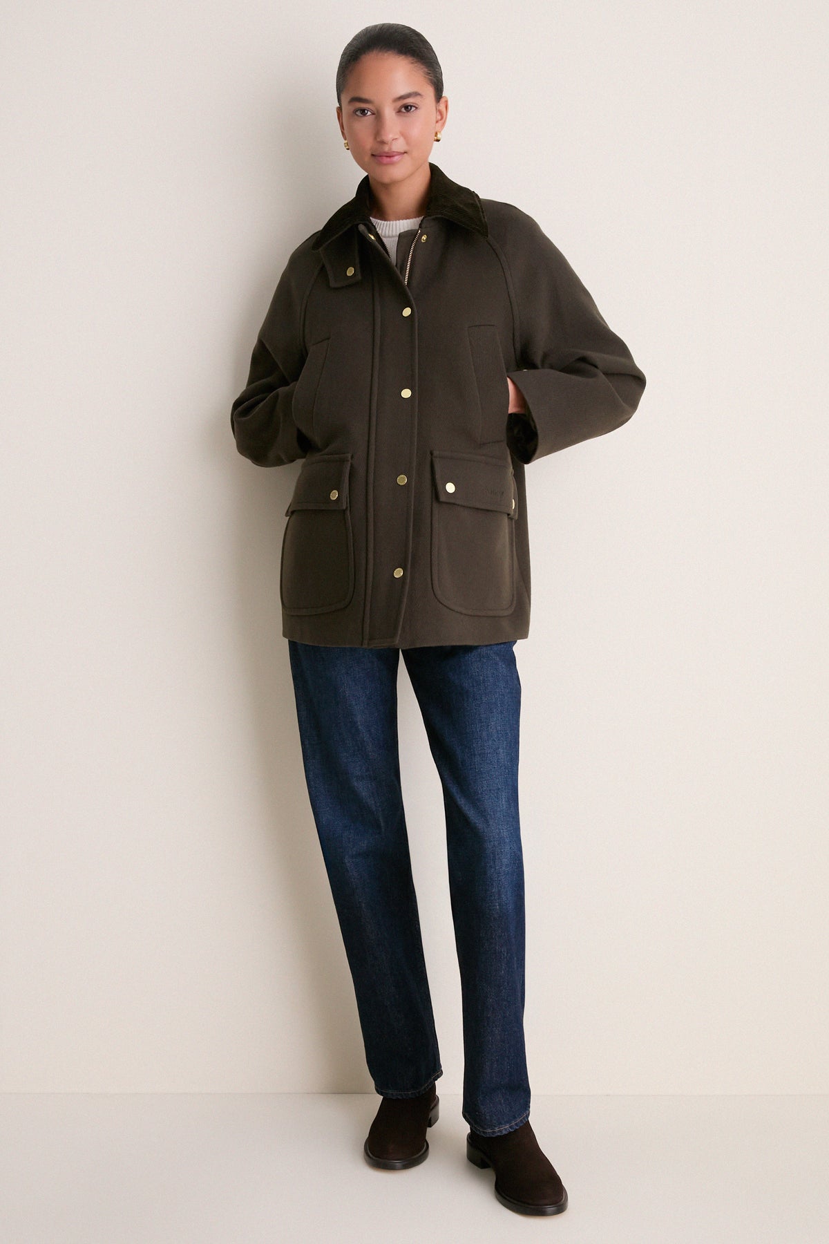 Olive Classic Bedale Wool Coat