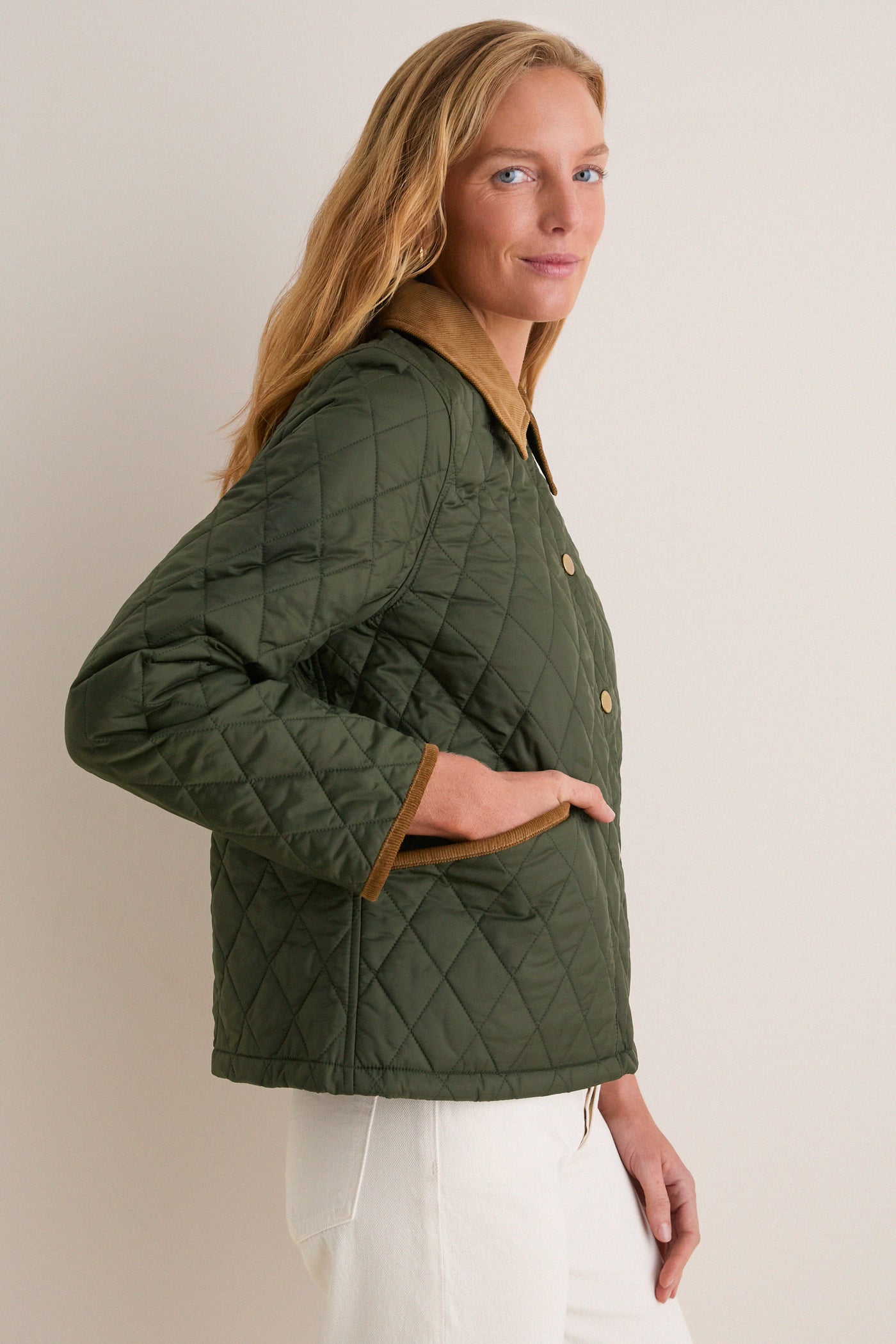 Olive Icons Cropped Liddesdale Quilted Jacket
