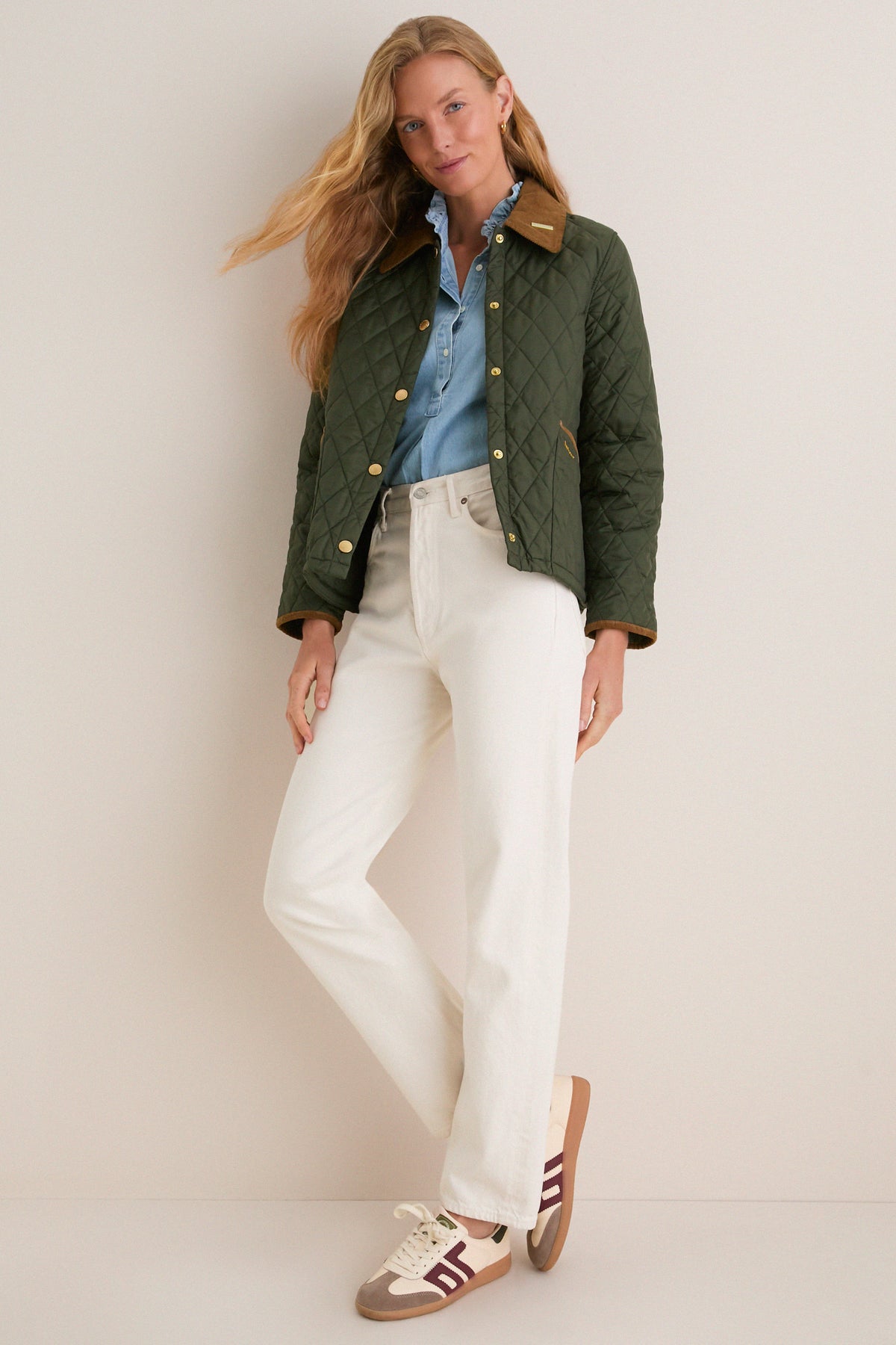 Olive Icons Cropped Liddesdale Quilted Jacket