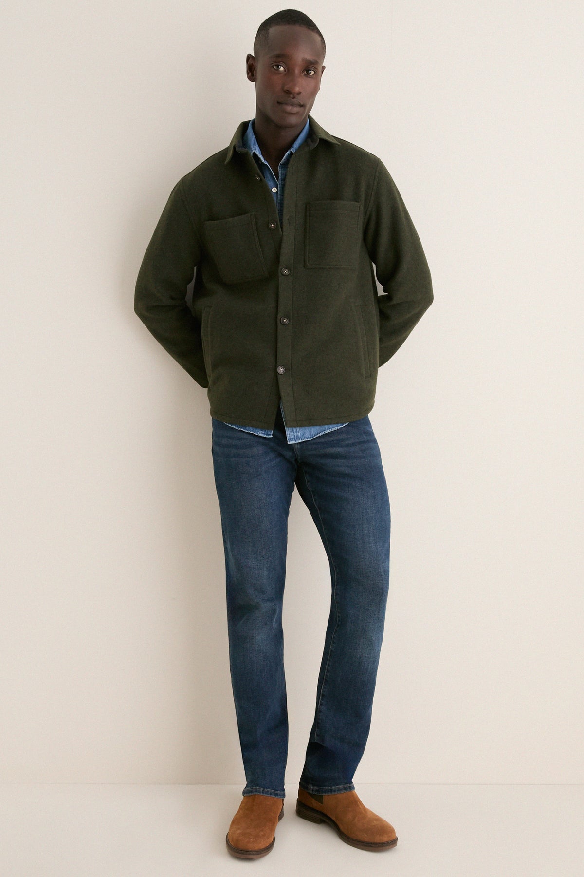 Sage Marltown Tailored Wool Blend Overshirt