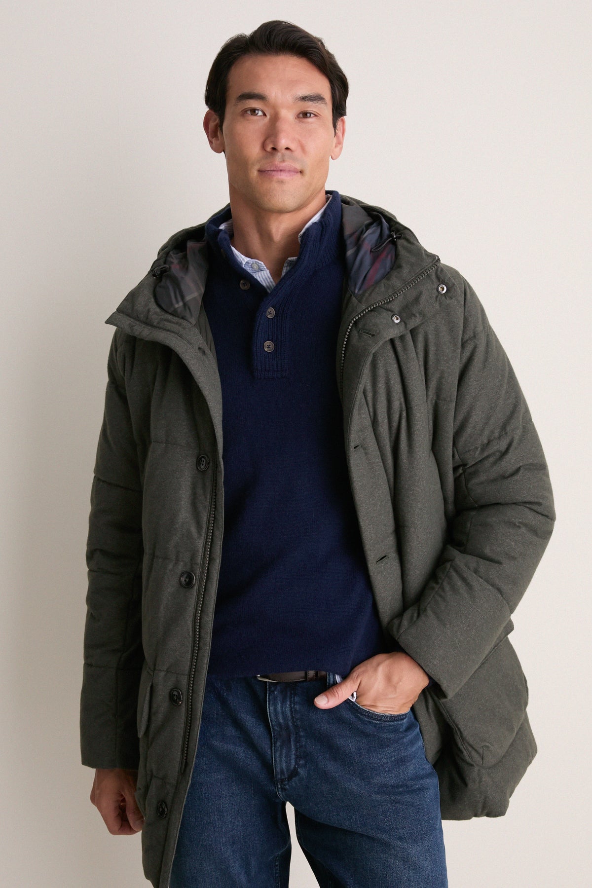 Dark Sage Winter Bedale Puffer Jacket