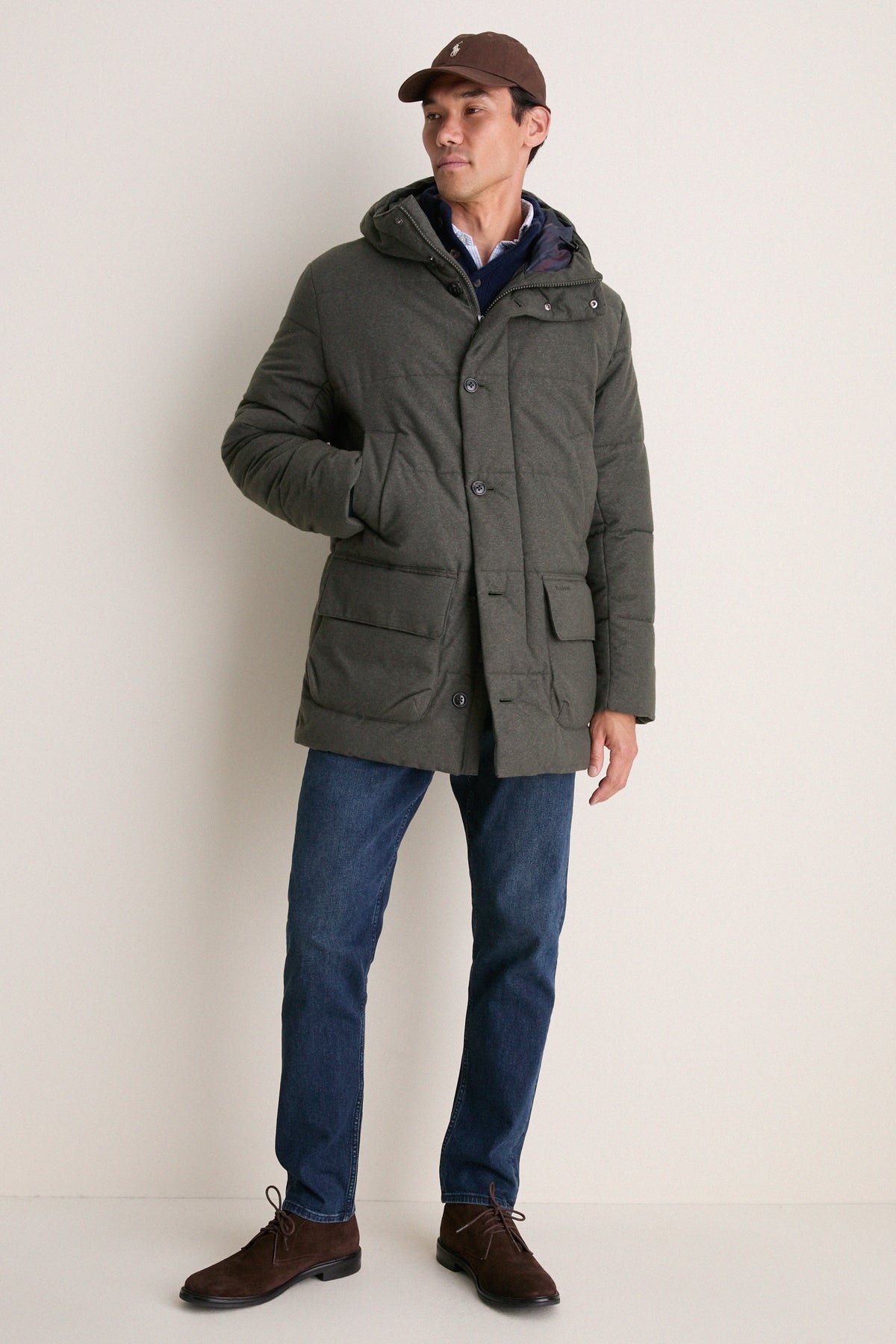 Dark Sage Winter Bedale Puffer Jacket