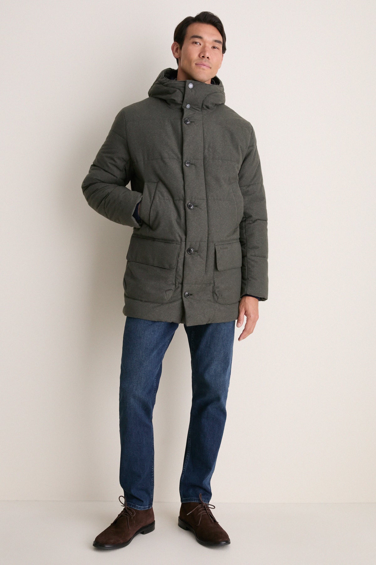Dark Sage Winter Bedale Puffer Jacket