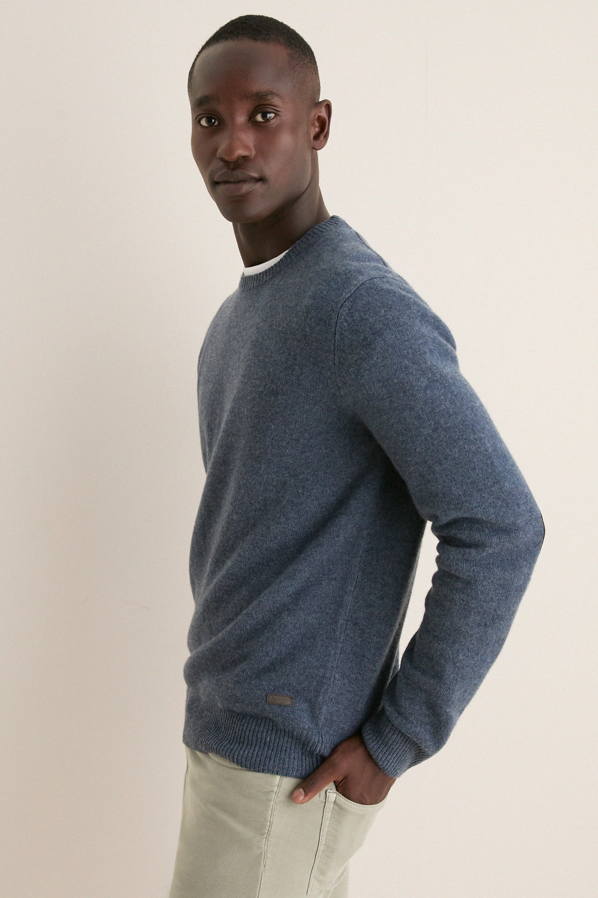 Dark Indigo Patch Crewneck Sweater