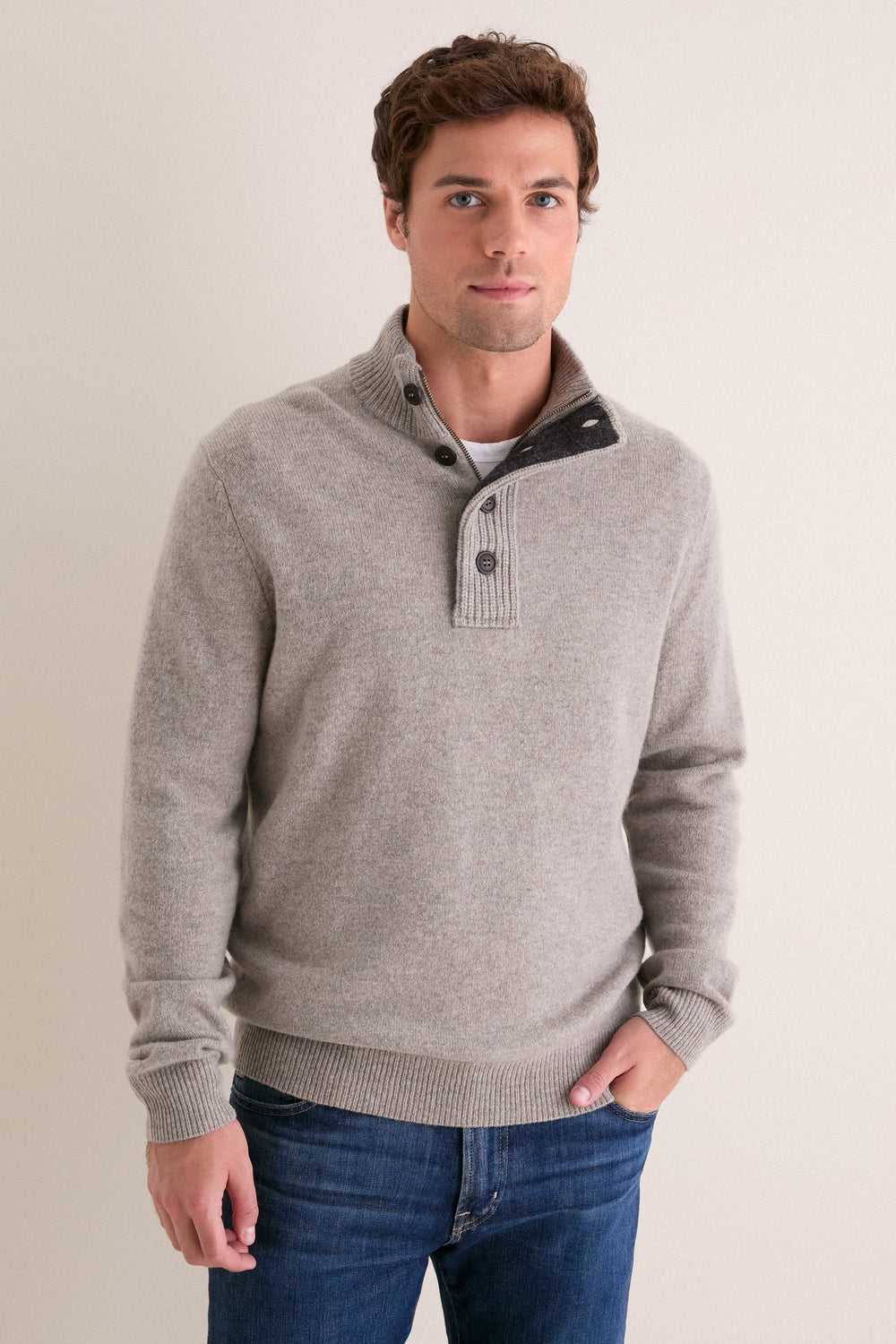 Stone Essental Patch Half Zip Knitted Jumper