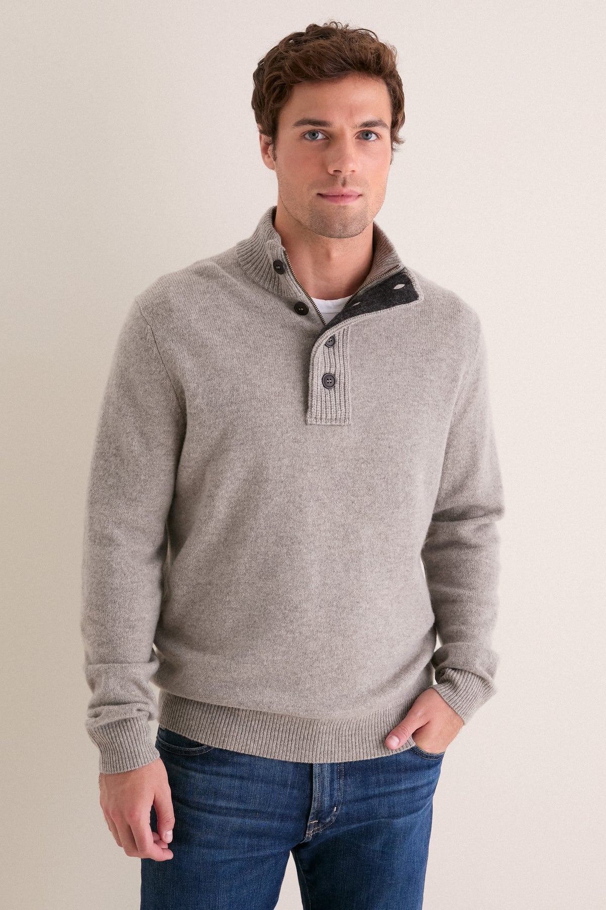 Stone Essental Patch Half Zip Knitted Jumper