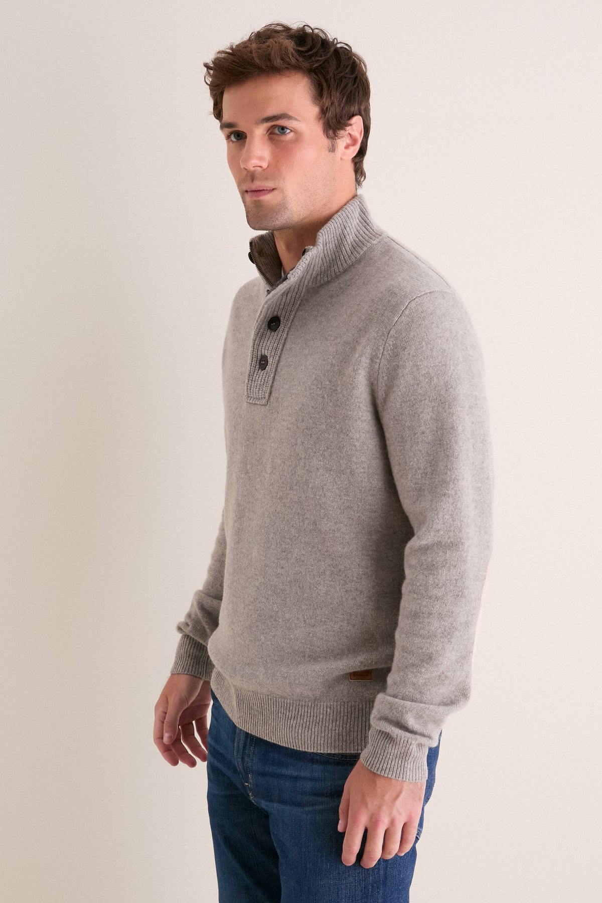 Stone Essental Patch Half Zip Knitted Jumper