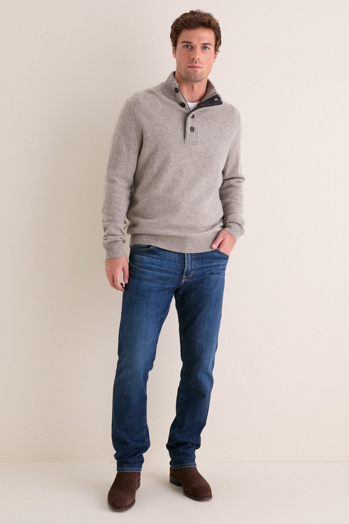 Stone Essental Patch Half Zip Knitted Jumper