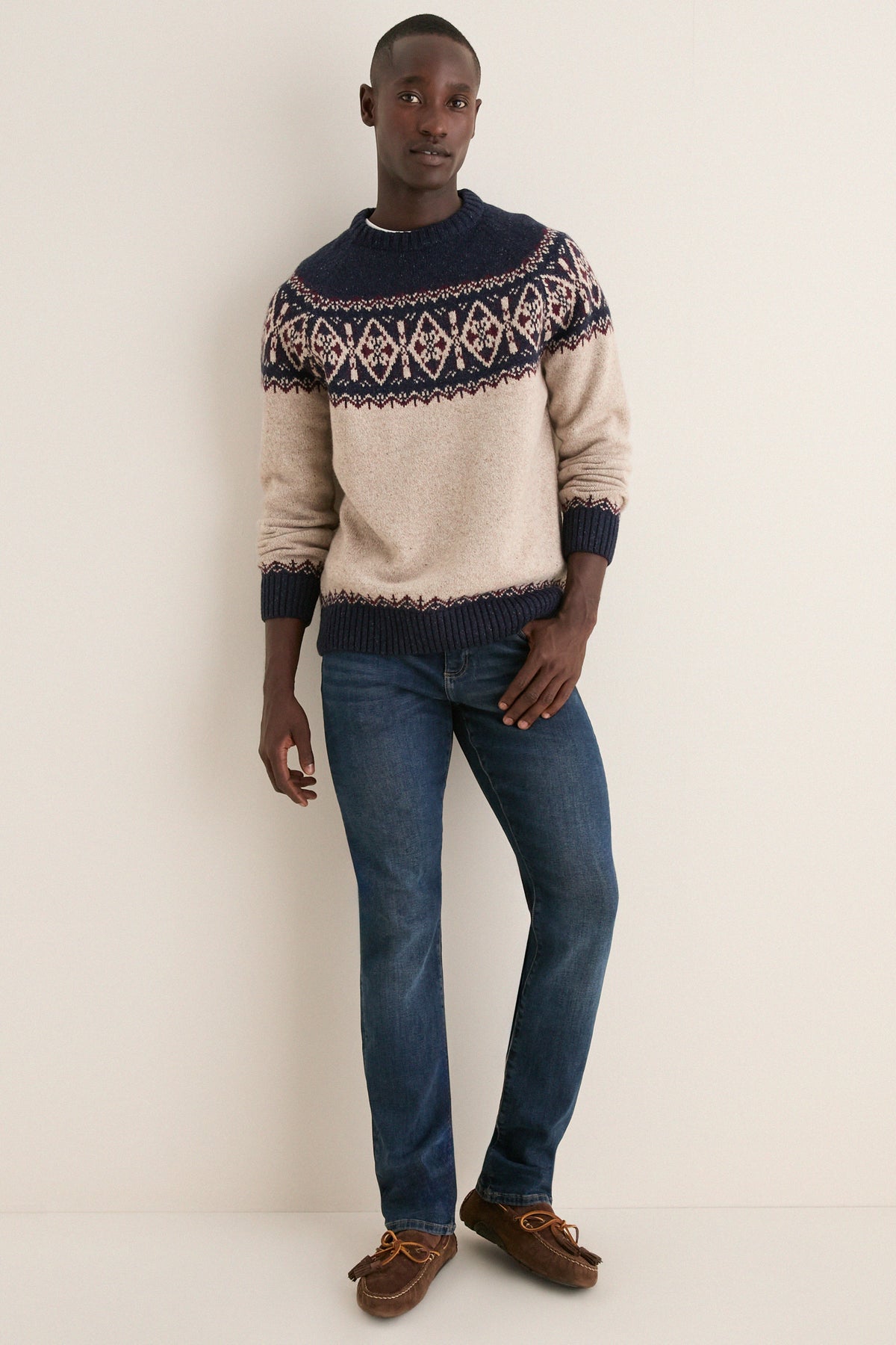 Navy Tisbury Fairisle Crewneck Sweater