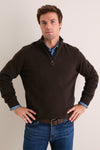 Dark Oak Holden Half Zip Knitted Jumper