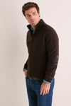 Dark Oak Holden Half Zip Knitted Jumper