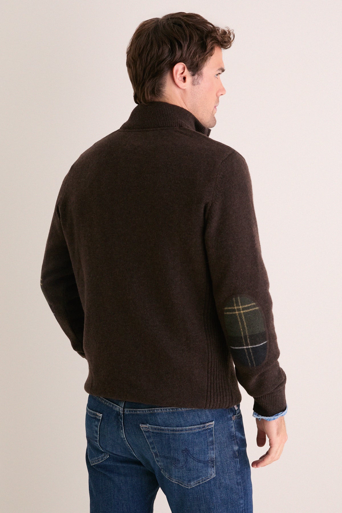 Dark Oak Holden Half Zip Knitted Jumper